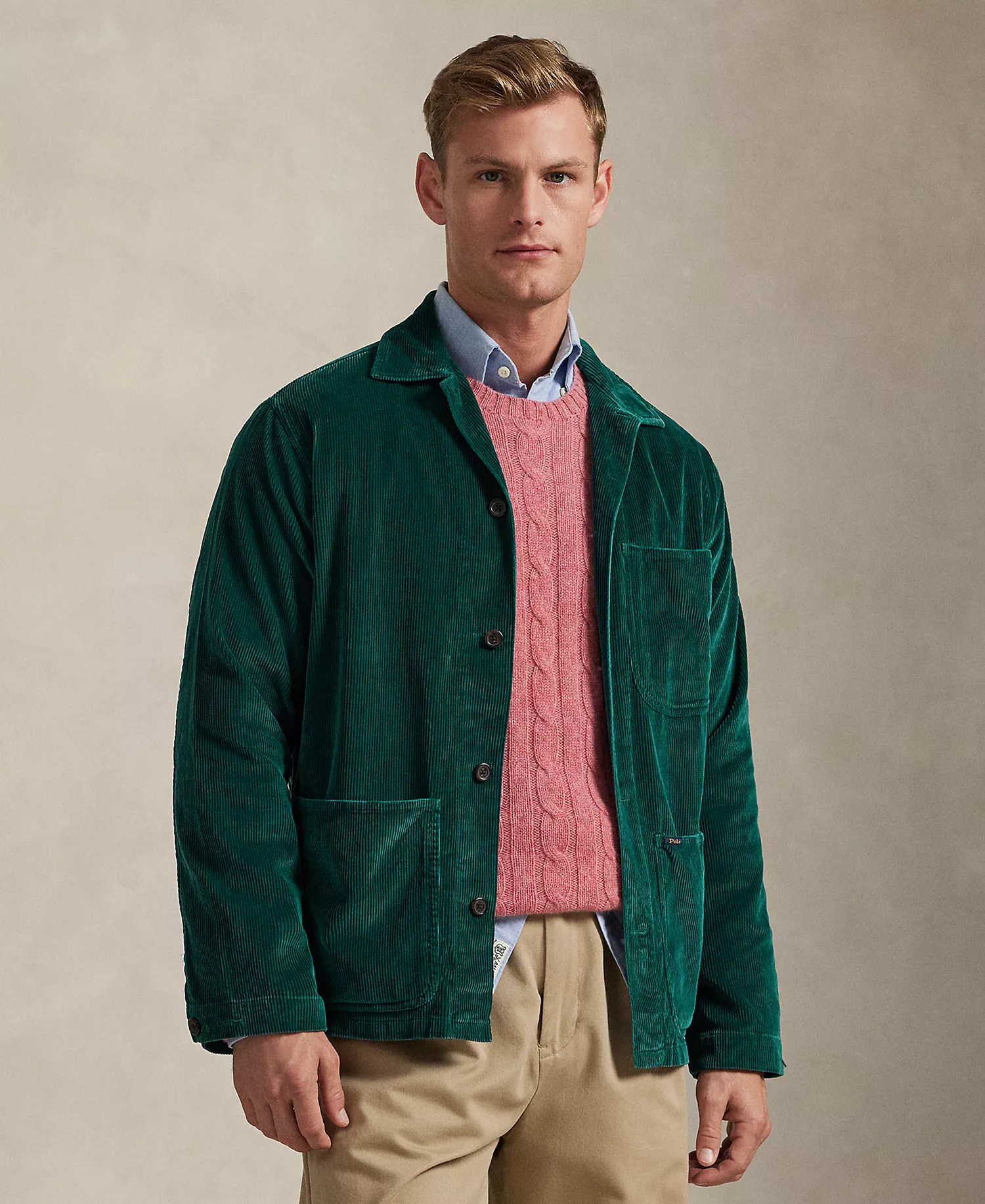 Men's Corduroy Utility Long-Sleeve Overshirt - Frond Green - 2XL