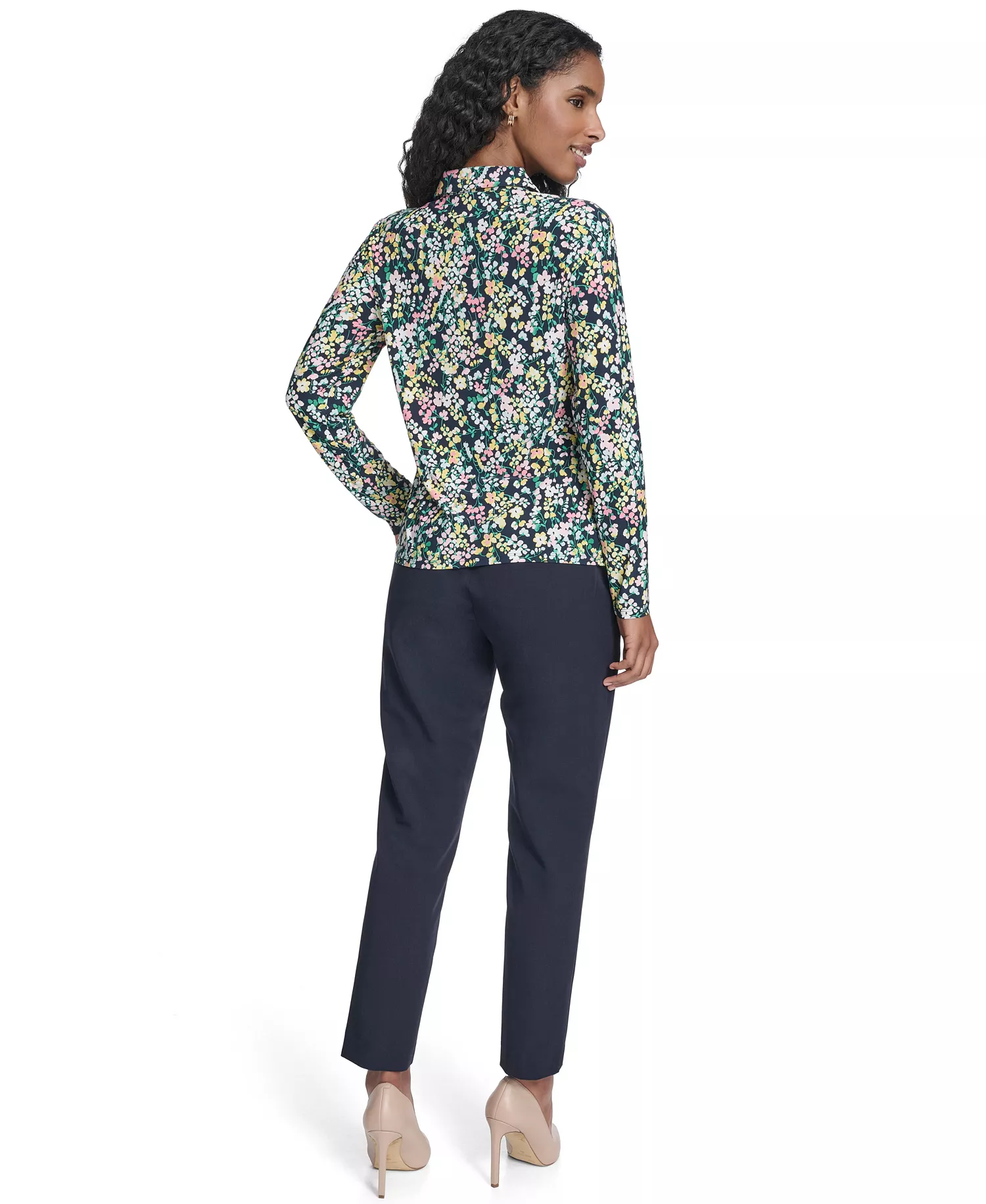 Women's Floral Long-Sleeve Shirt - Midnight Multi - L
