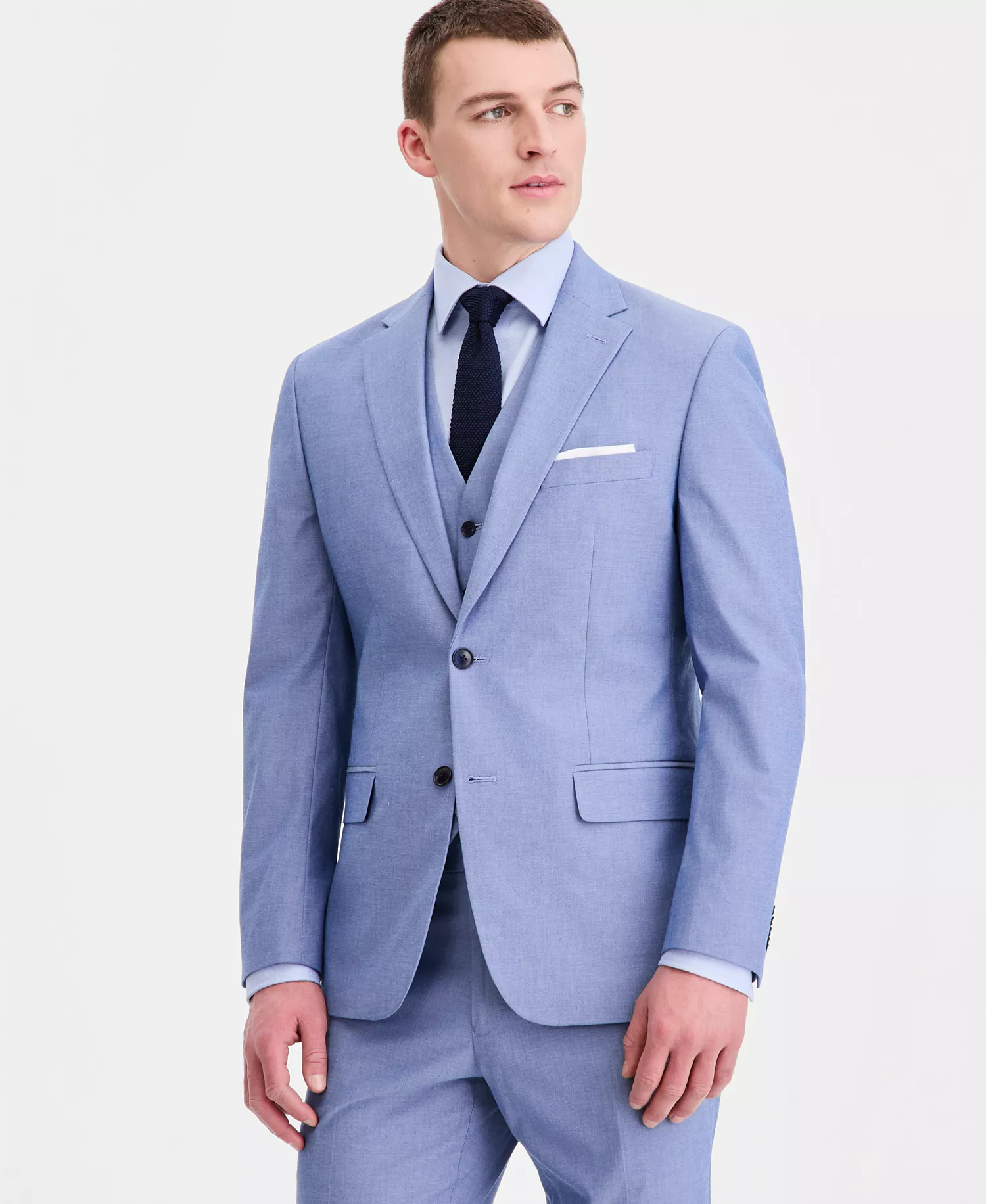 Men's Modern-Fit TH Flex Stretch Chambray Suit Separates Jacket - Blue - 36R