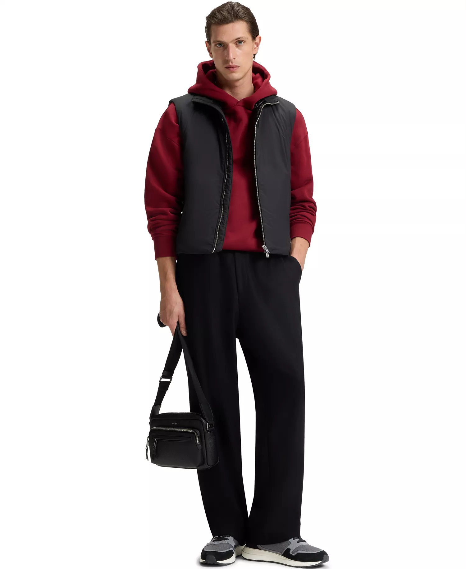 Men's Double B Monogram Suede Trainers Shoes - Dark Gray - 7