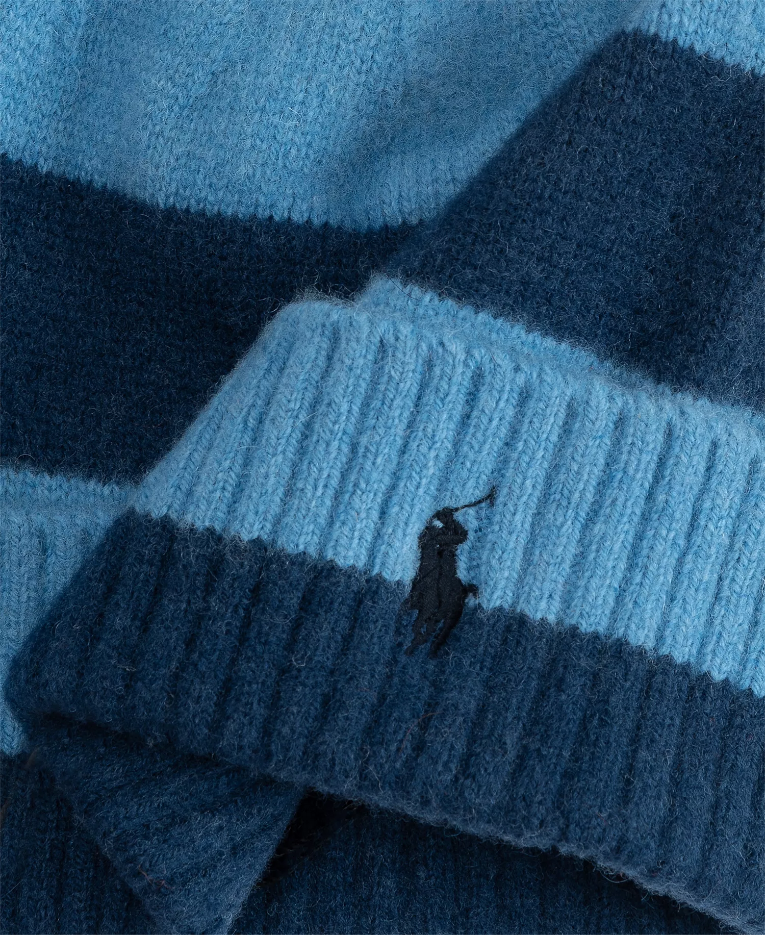 Men's Brushed Stripe Beanie - Navy/blue - ONE SIZE