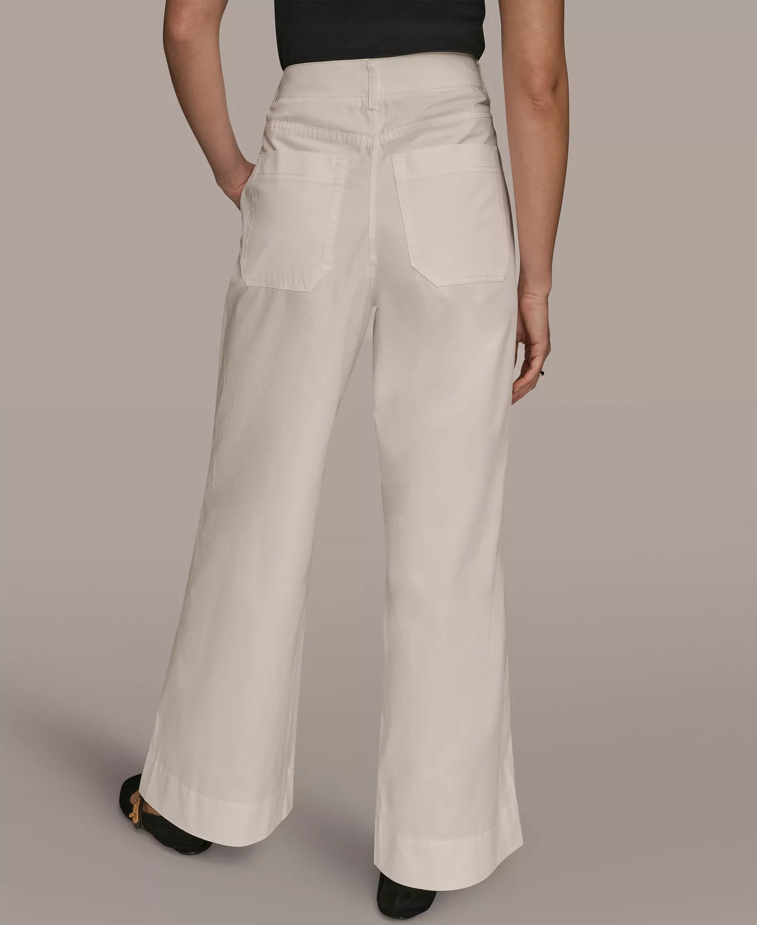 Women's High-Rise Cotton Twill Pintuck Trousers - Cream - 10