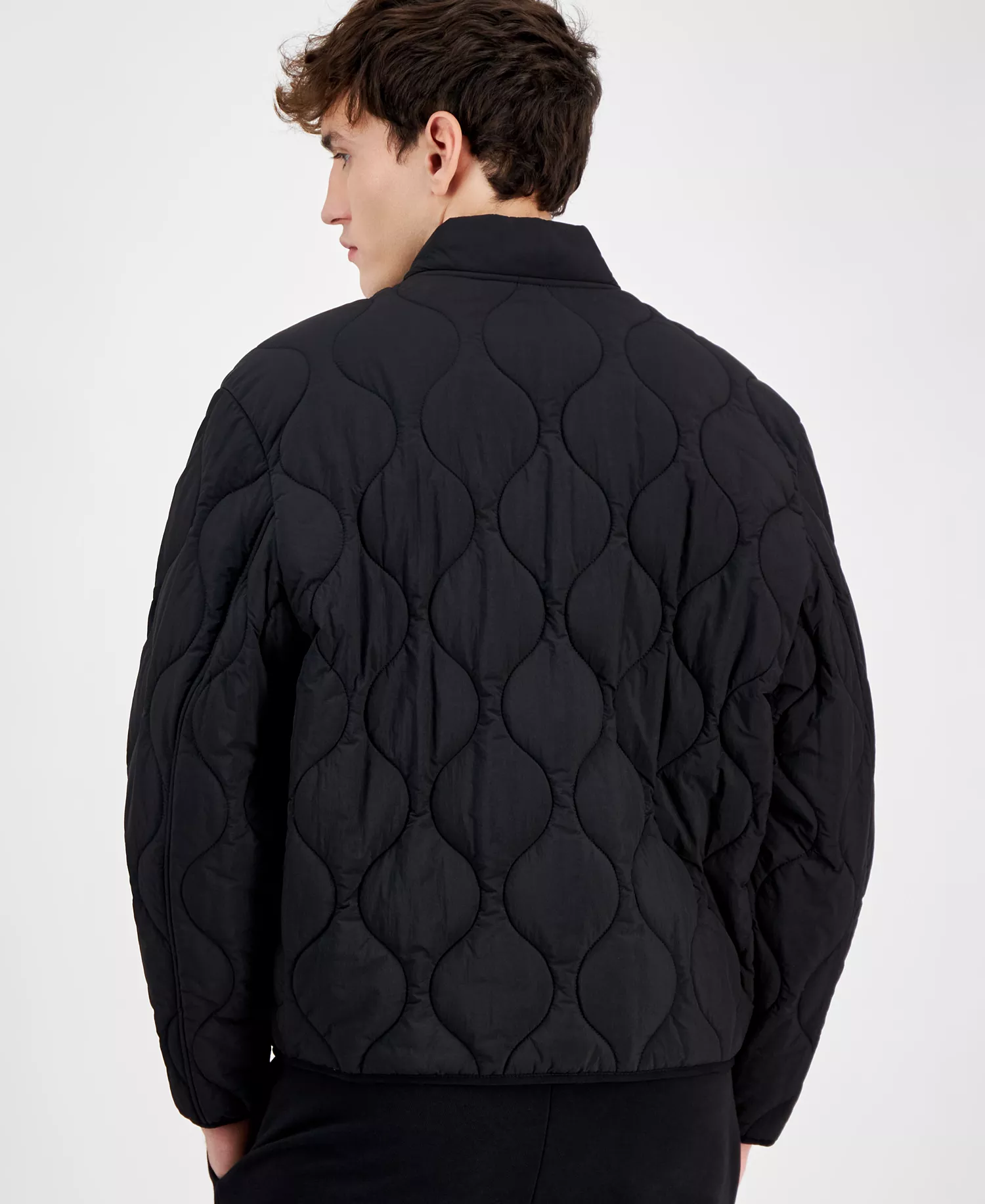 Men's Boho2421 Slim-Fit Onion-Quilted Bomber Jacket - Black - M