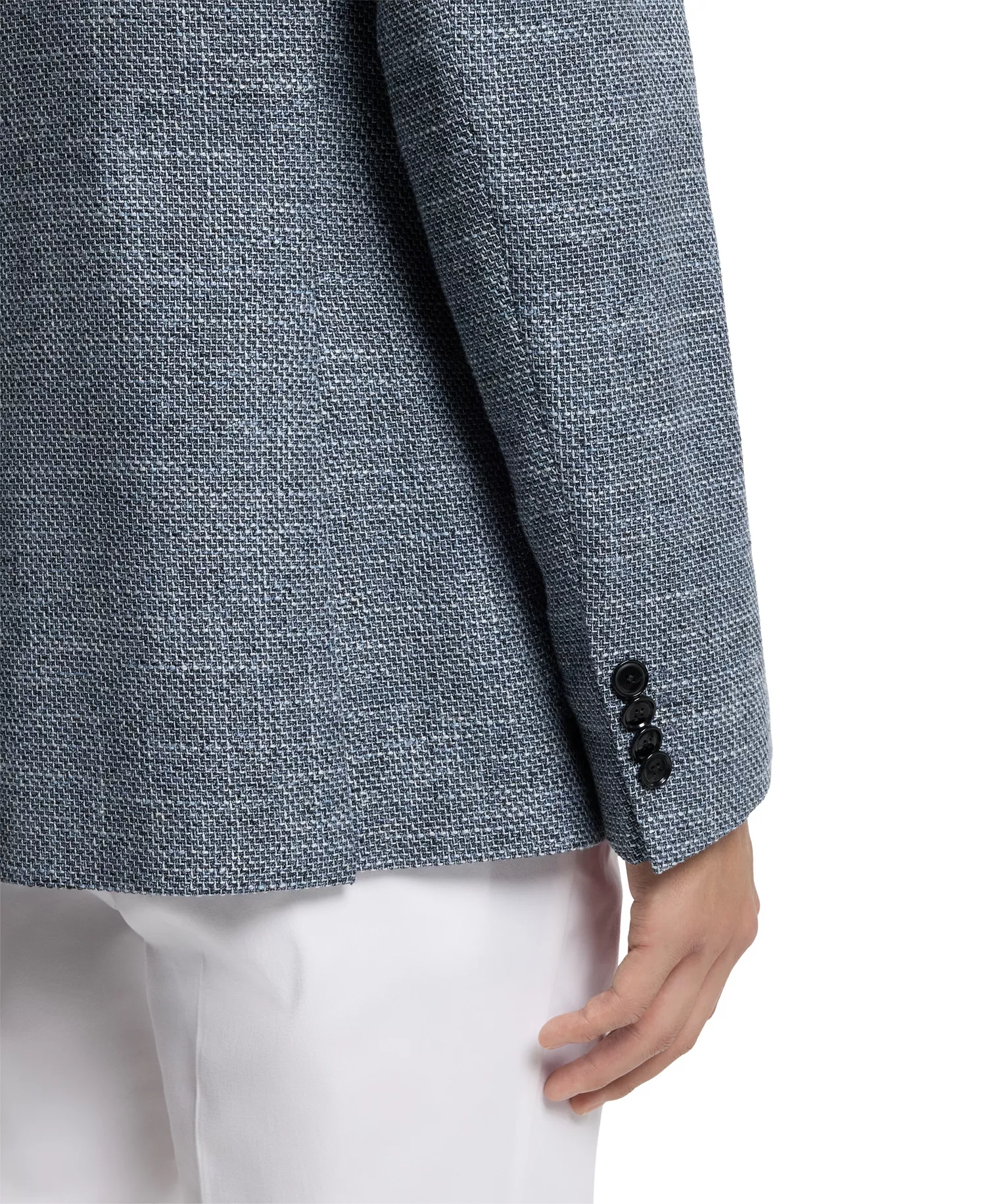 Men's Patterned Stretch-Cotton Blend Regular-Fit Blazer - Dark Blue - 36R