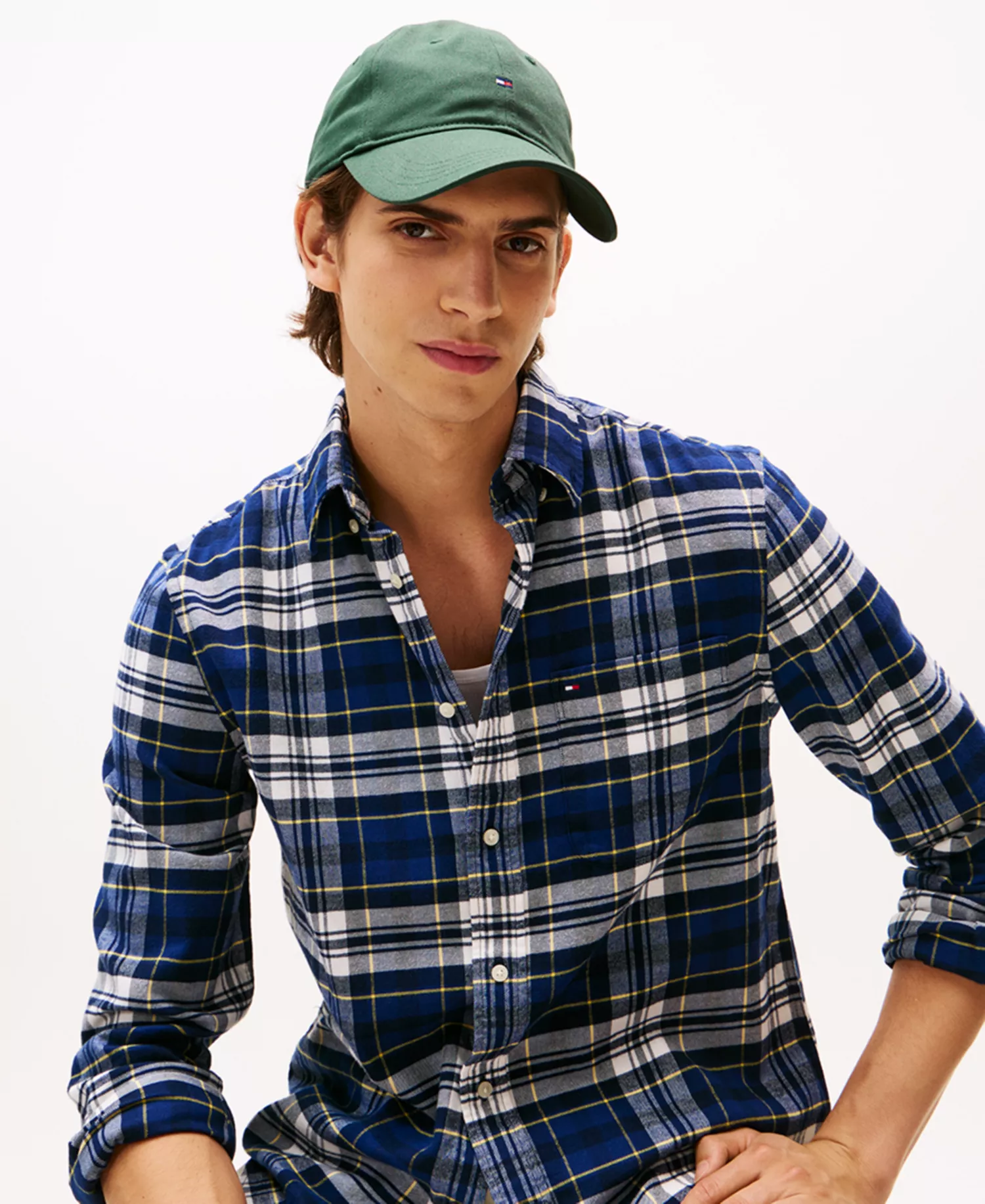 Men's Flannel Tartan Regular Fit Shirt - Preppy Navy / Check - L