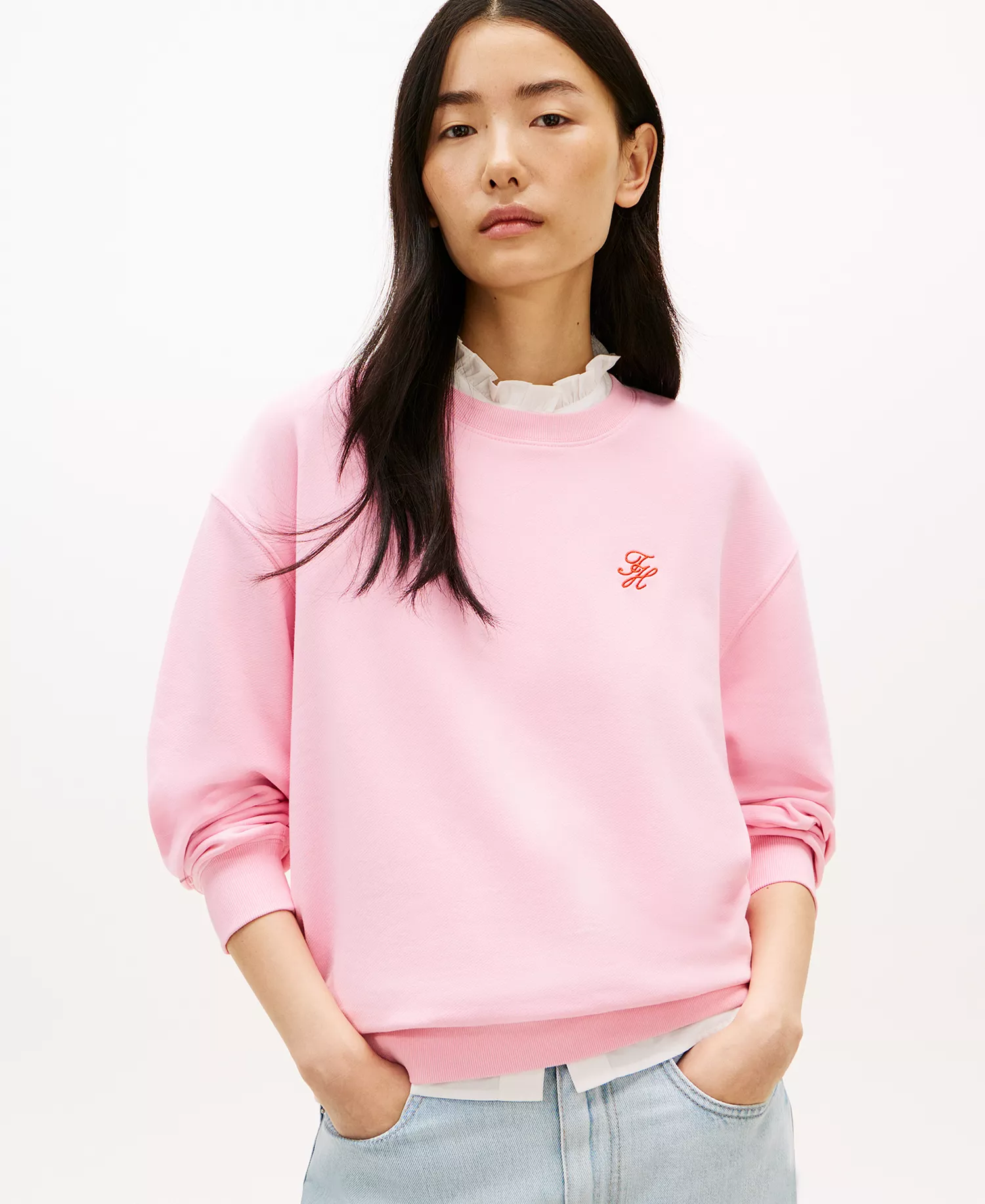 Women's Script Logo Crew Neck Sweatshirt - Classic Pink - L