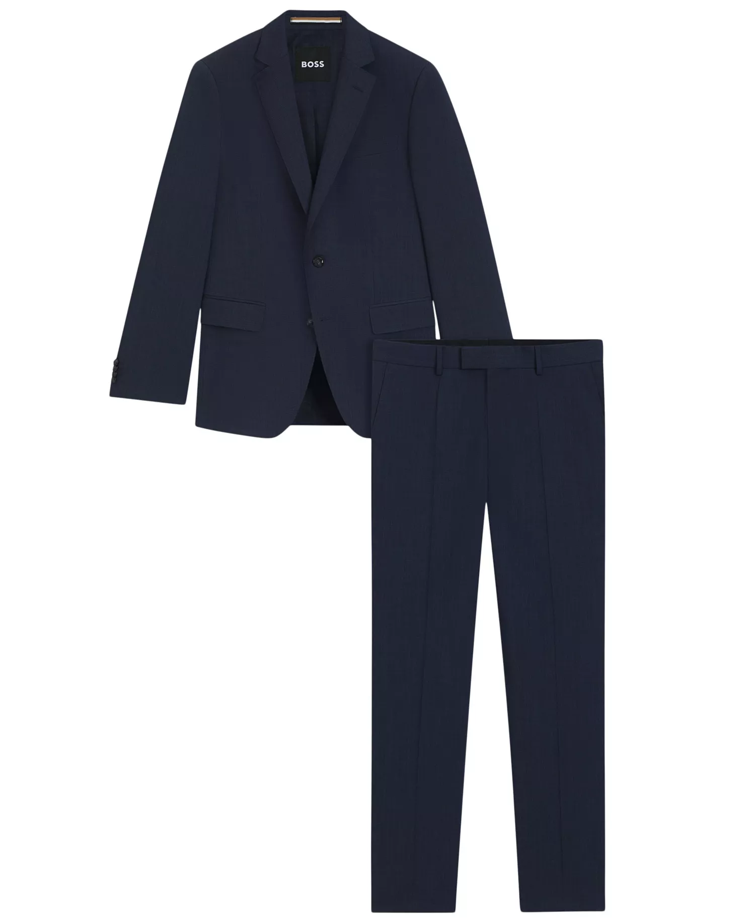 Men's Micro-Patterned Stretch Slim-Fit Suit - Dark Blue - 40R