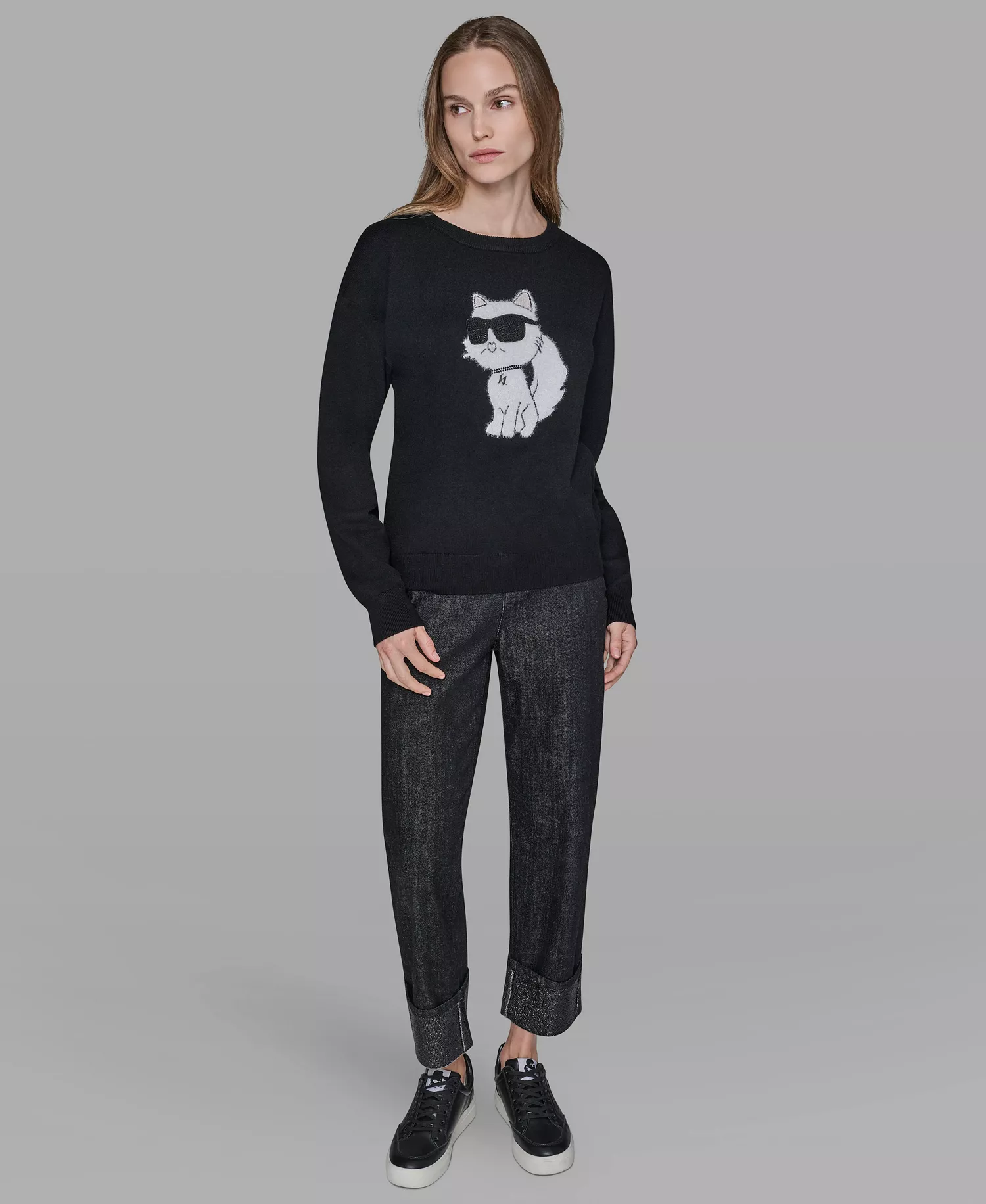 Women's Cool Choupette Crewneck Sweater - Black - L