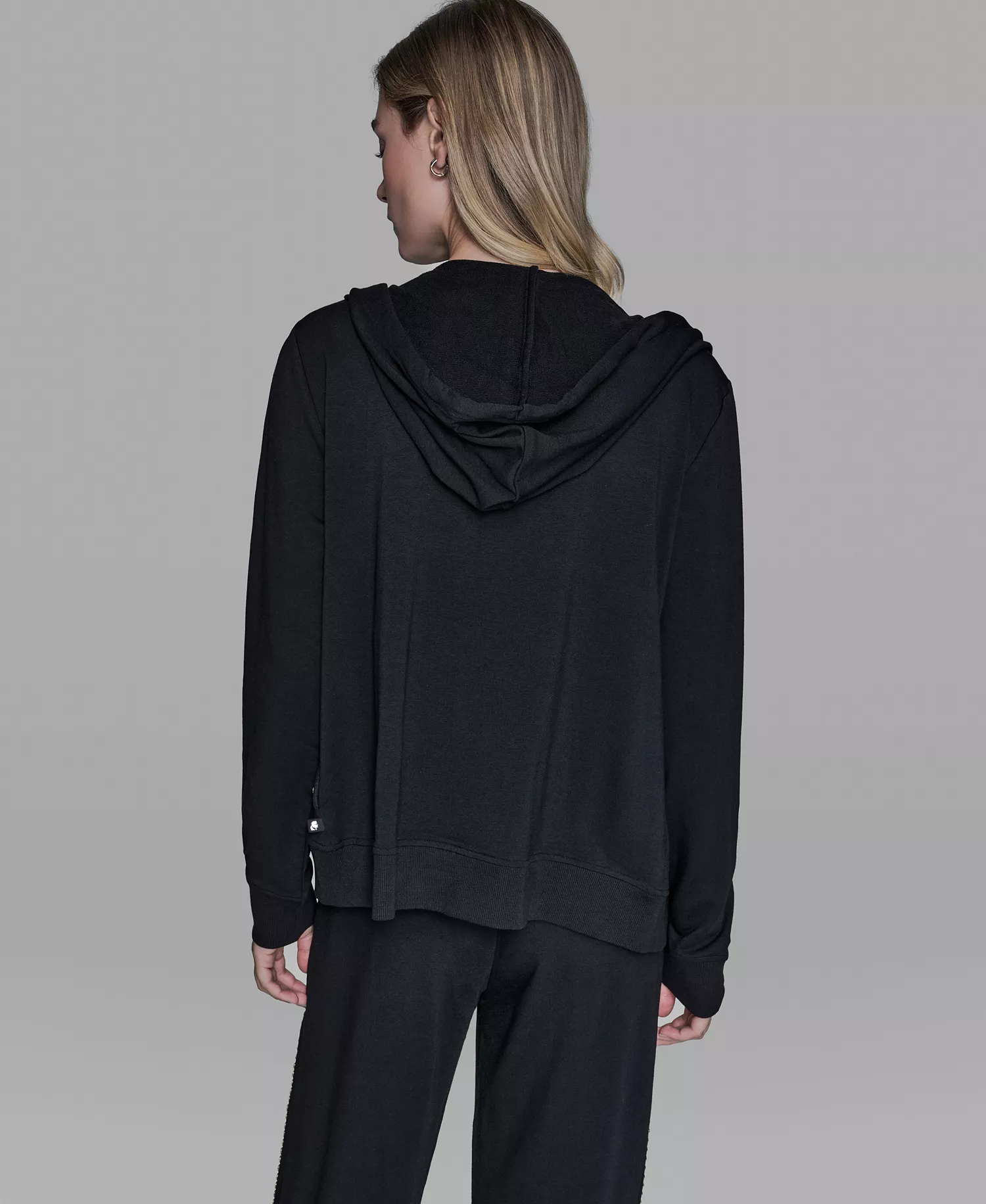 Women's Pearl Front Zipper Tracksuit Jacket - Black - L