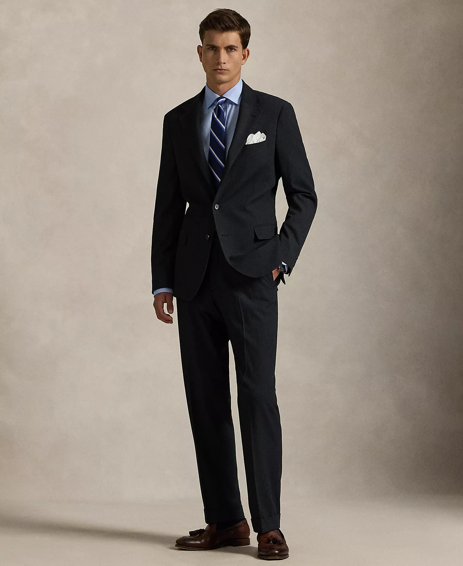 Men's Twill Blend Trouser Pants - Navy - 32 - 30