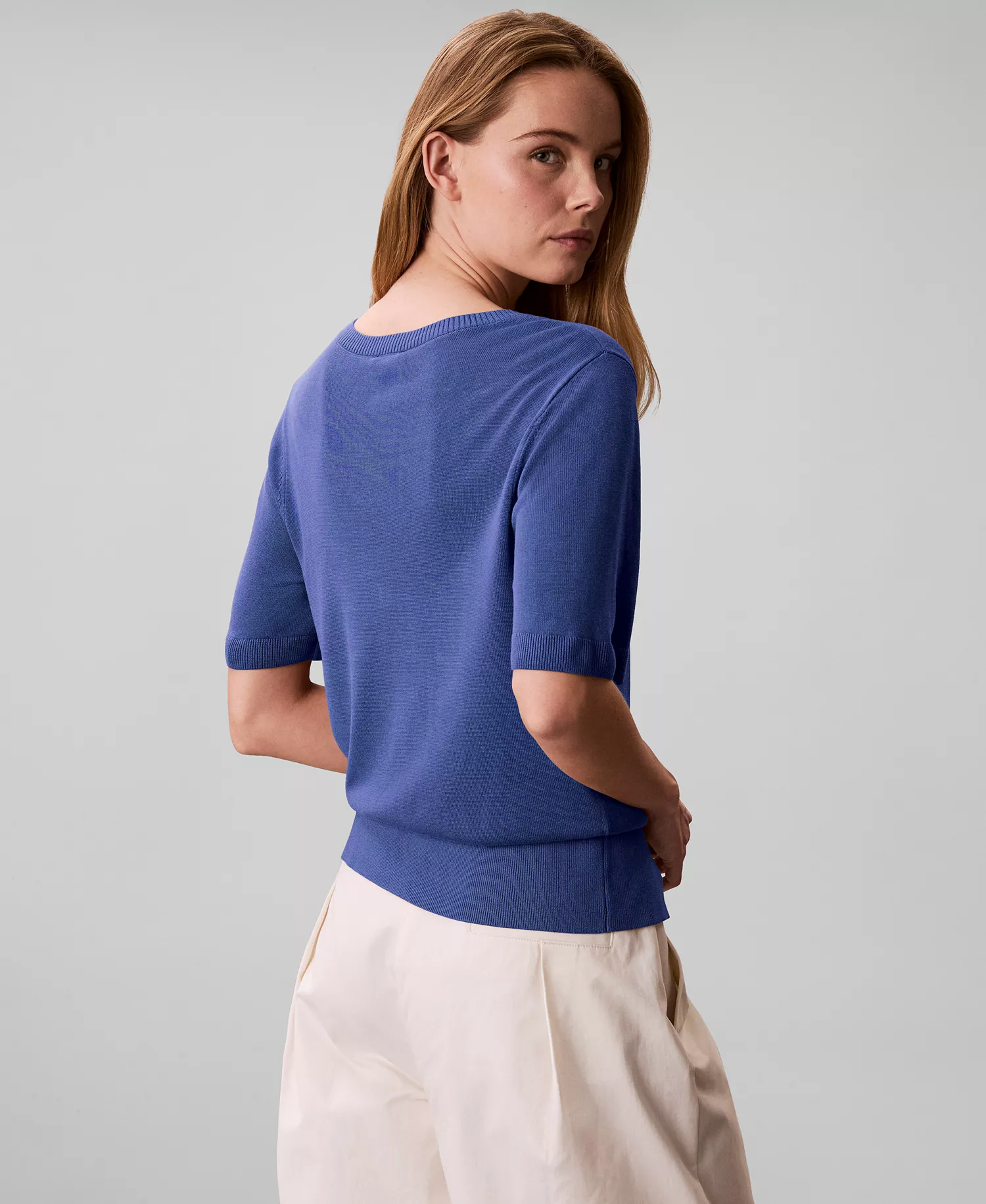 Women's V-Neck Knit Sweater - Blue River Fog - L