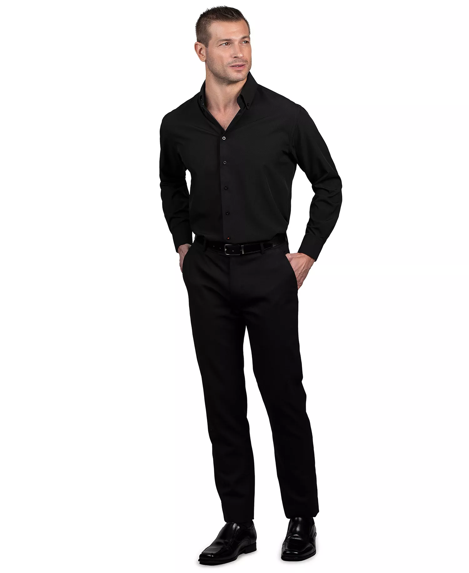 Men's Slim-Fit Supershirt Dress Shirt - Black - 14-14.5 32-33