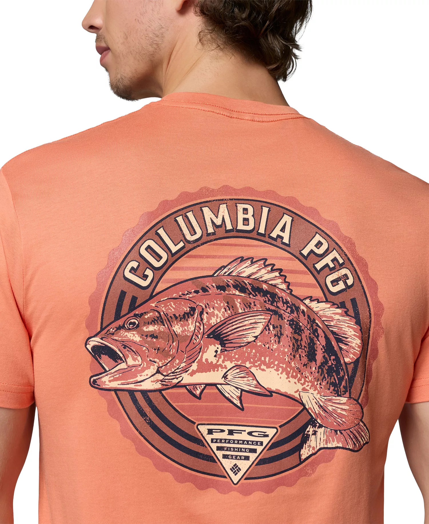Men's PFG Trawling Graphic T-Shirt - BRIGHT PEACH - L