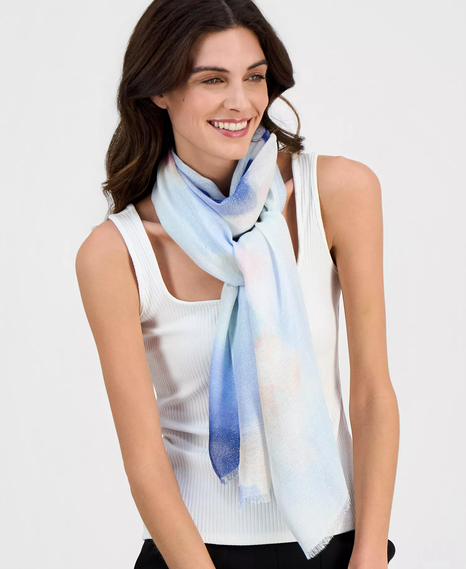 Watercolor Mia Floral Oblong Scarf, Macy's Exclusive - Denim Multi - OS