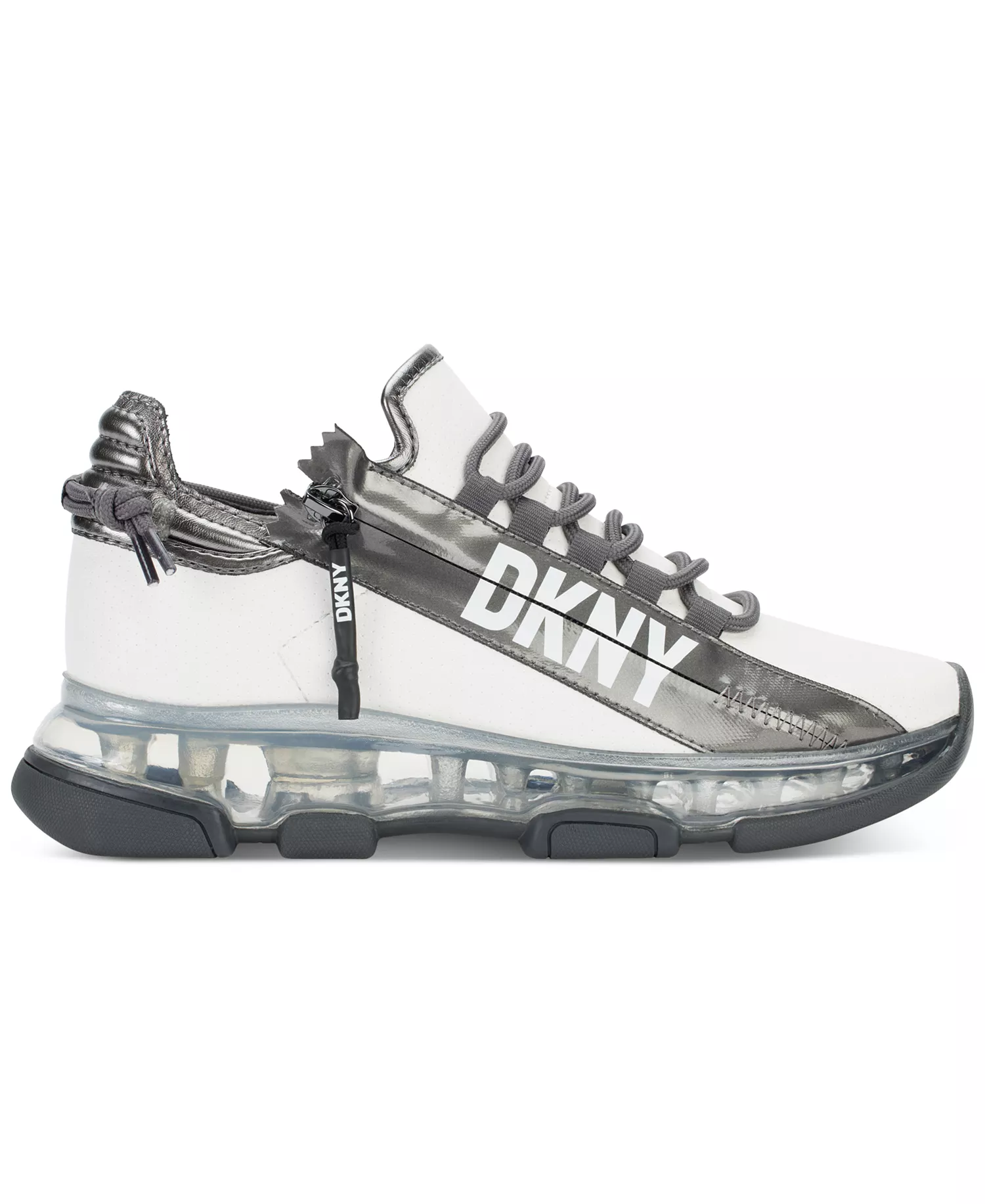 Women's Tokyo Lace-Up Zip Sneakers - White/ Gunmetal - 6M