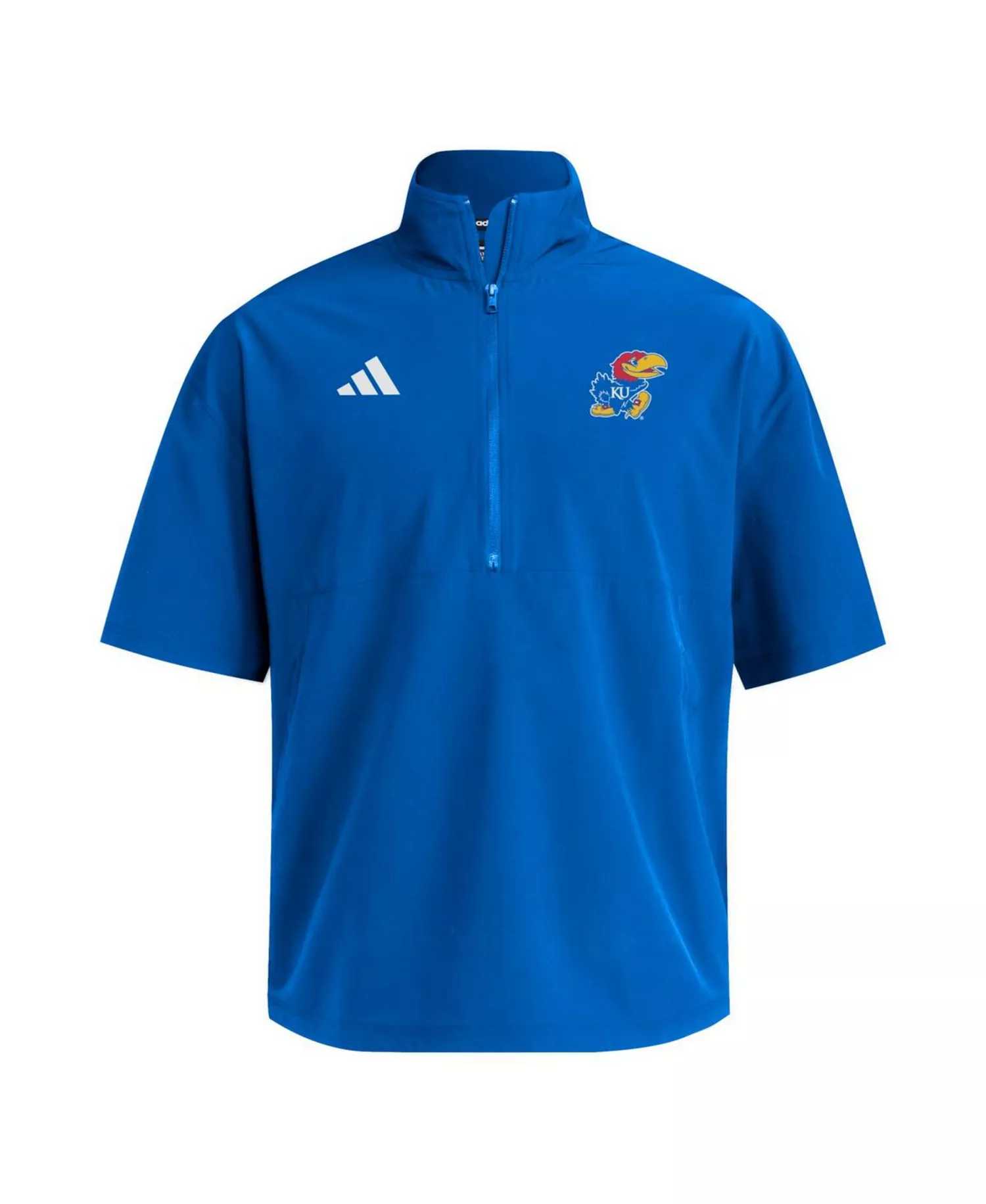 Men's Royal Kansas Jayhawks Woven Quarter-Zip Short Sleeve Pullover Hoodie - Royal - 2XL