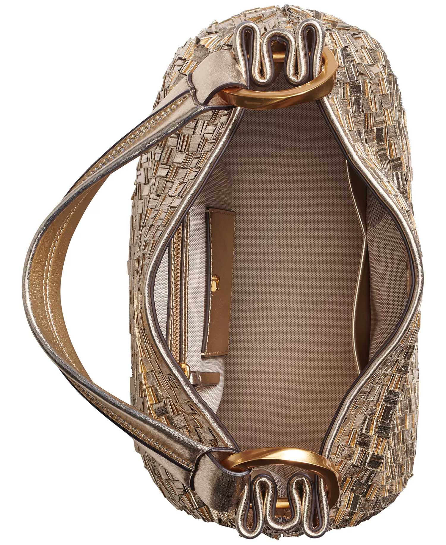 Glenwood Metallic Woven Small Shoulder Bag - Gold - ONE SIZE