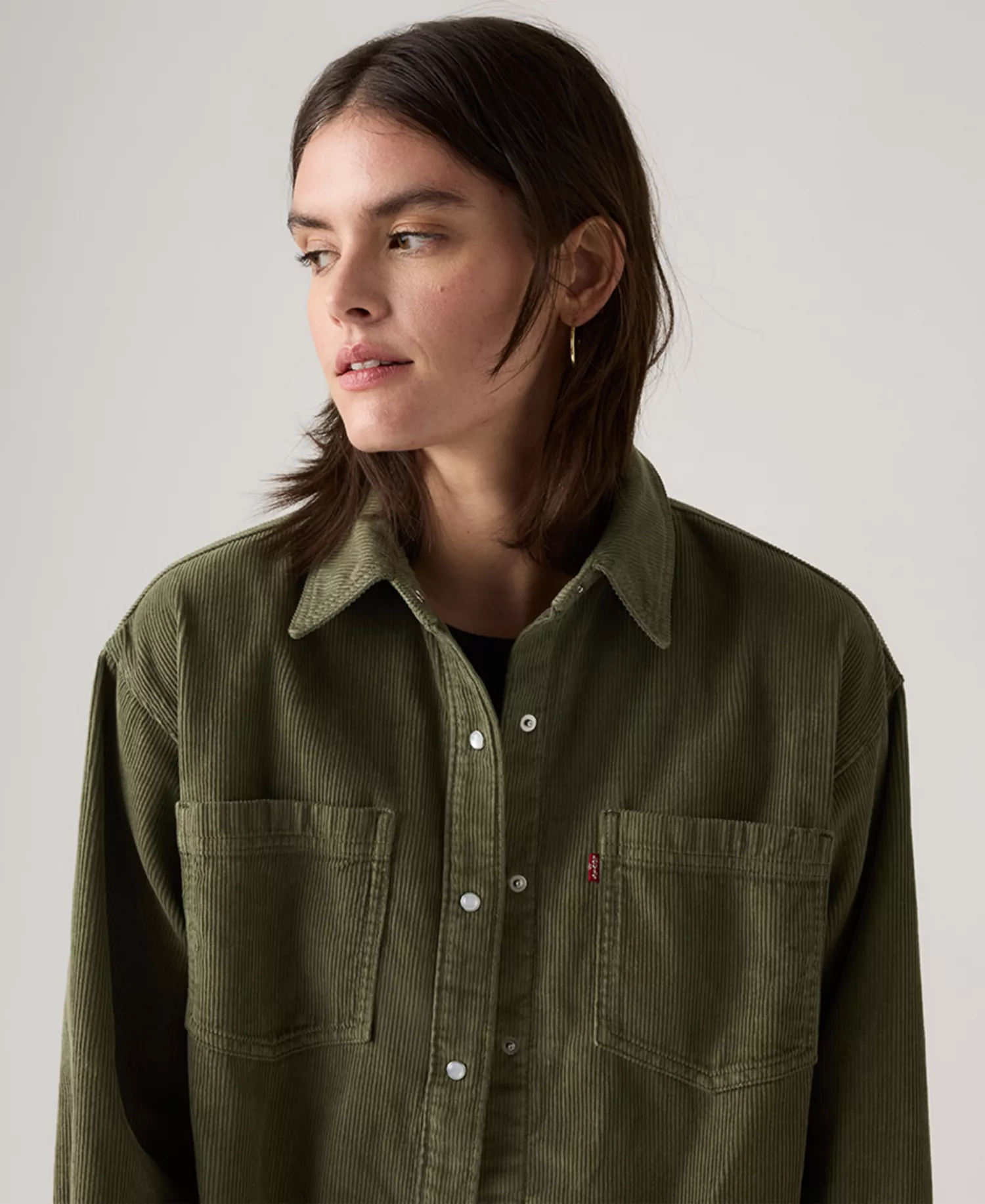 Women's Iris Corduroy Overshirt - Green - L