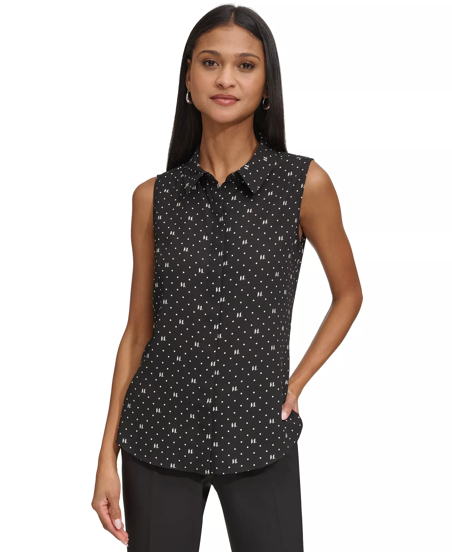 Women's Logo Sleeveless Shirt - Black/Soft White - L