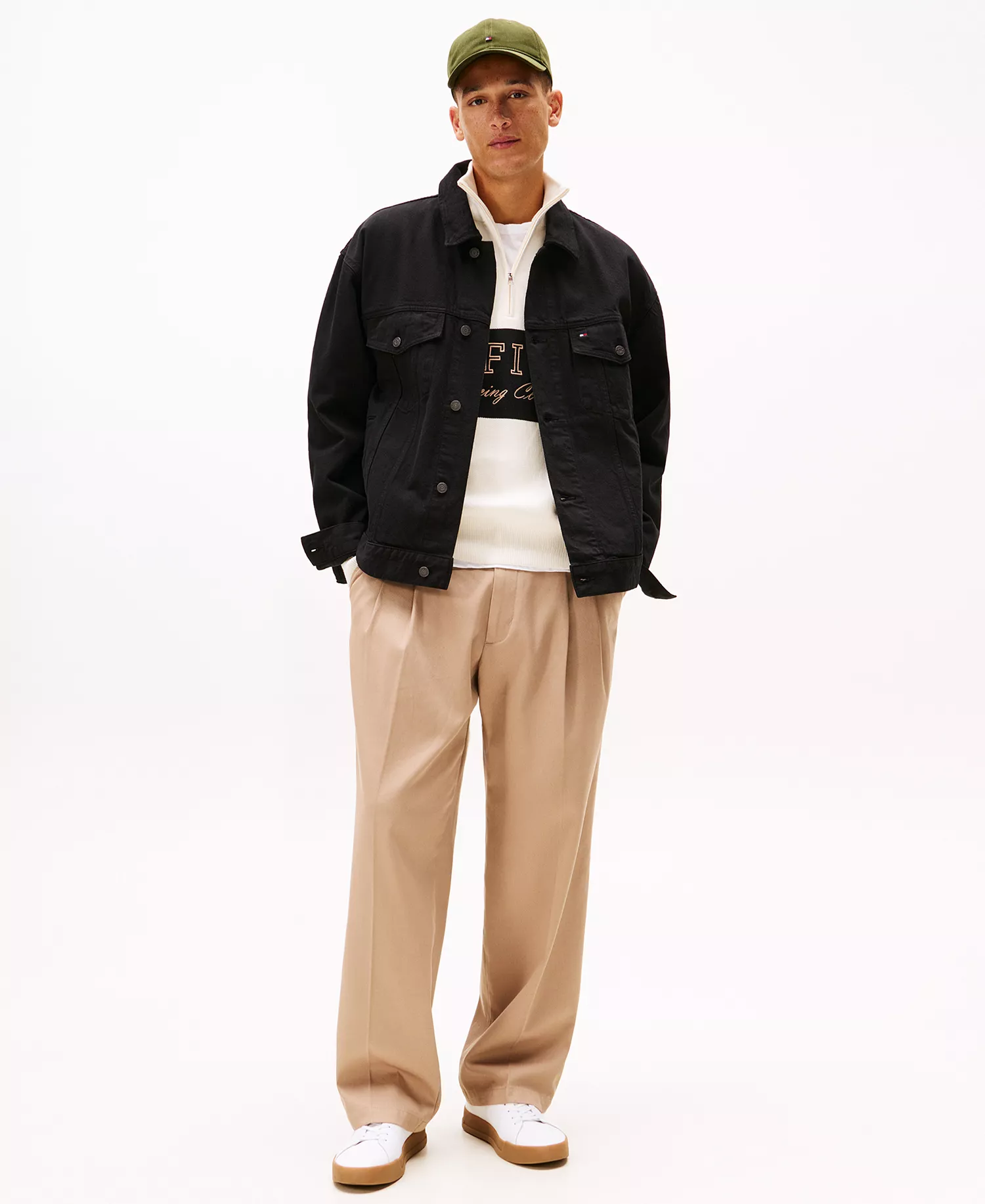 Men's Relaxed Fit Trucker Jacket - Black - L