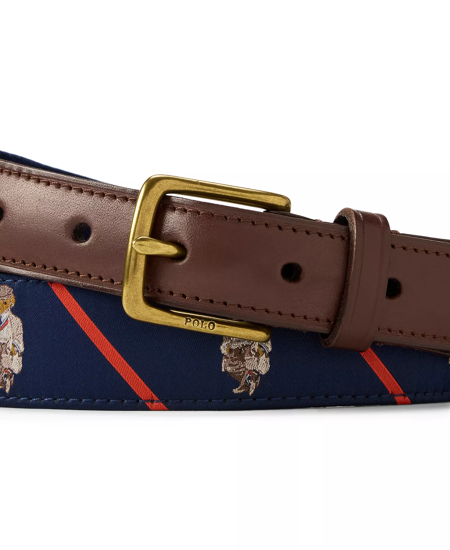 Men's Polo Bear Leather Belt - Brown - 40