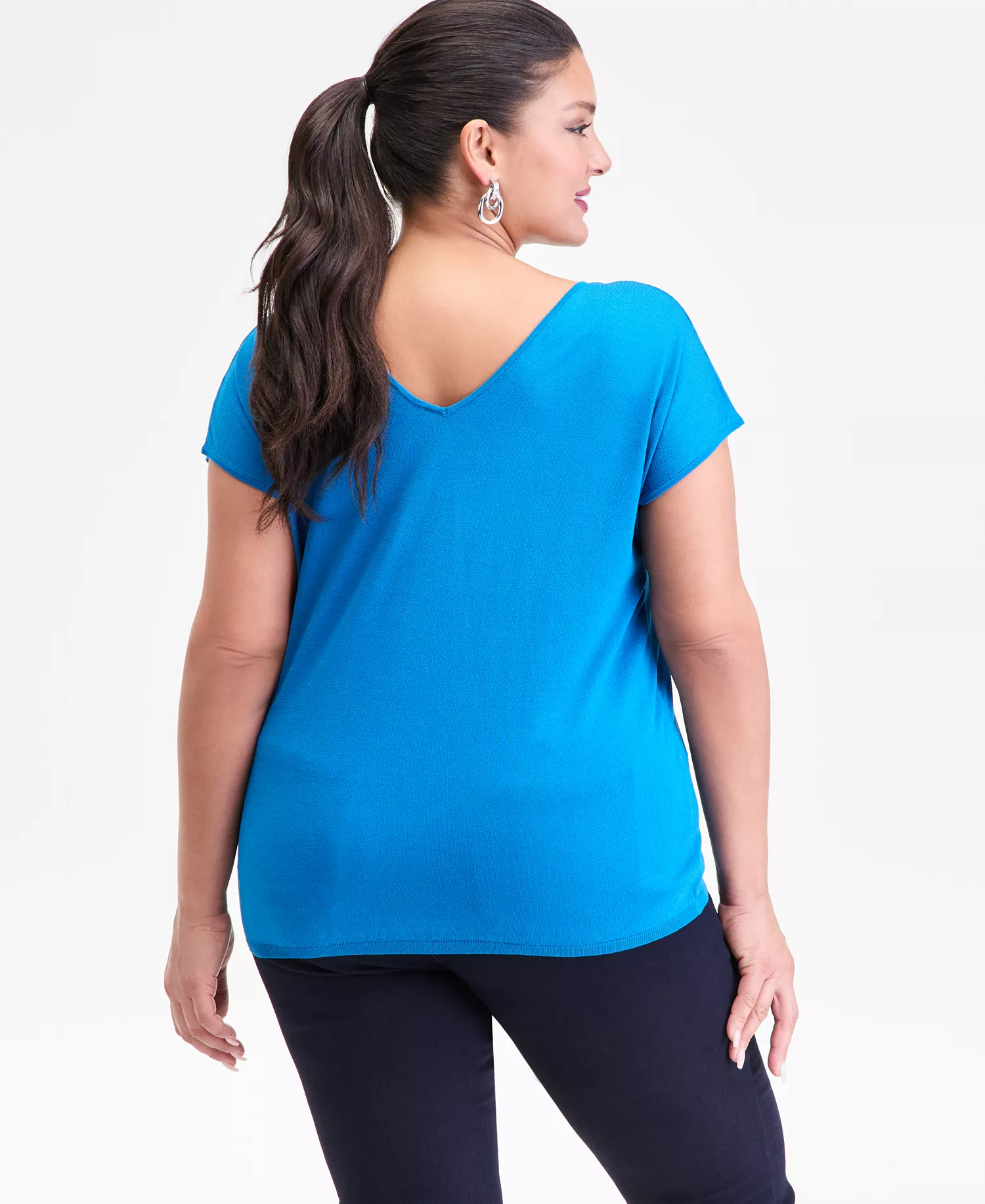 Women's Double V-Neck Dolman-Sleeve Top, Macy's Exclusive - Bijoux Blue - 0X