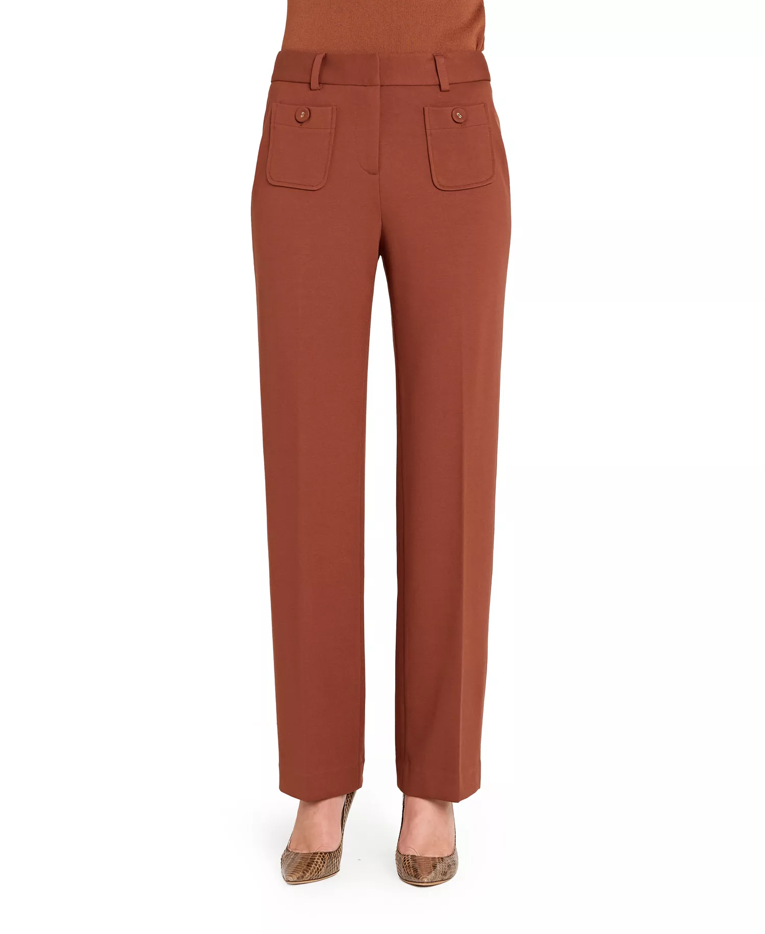 Women's Patch Pockets Flare Pants - Tawny - 10P