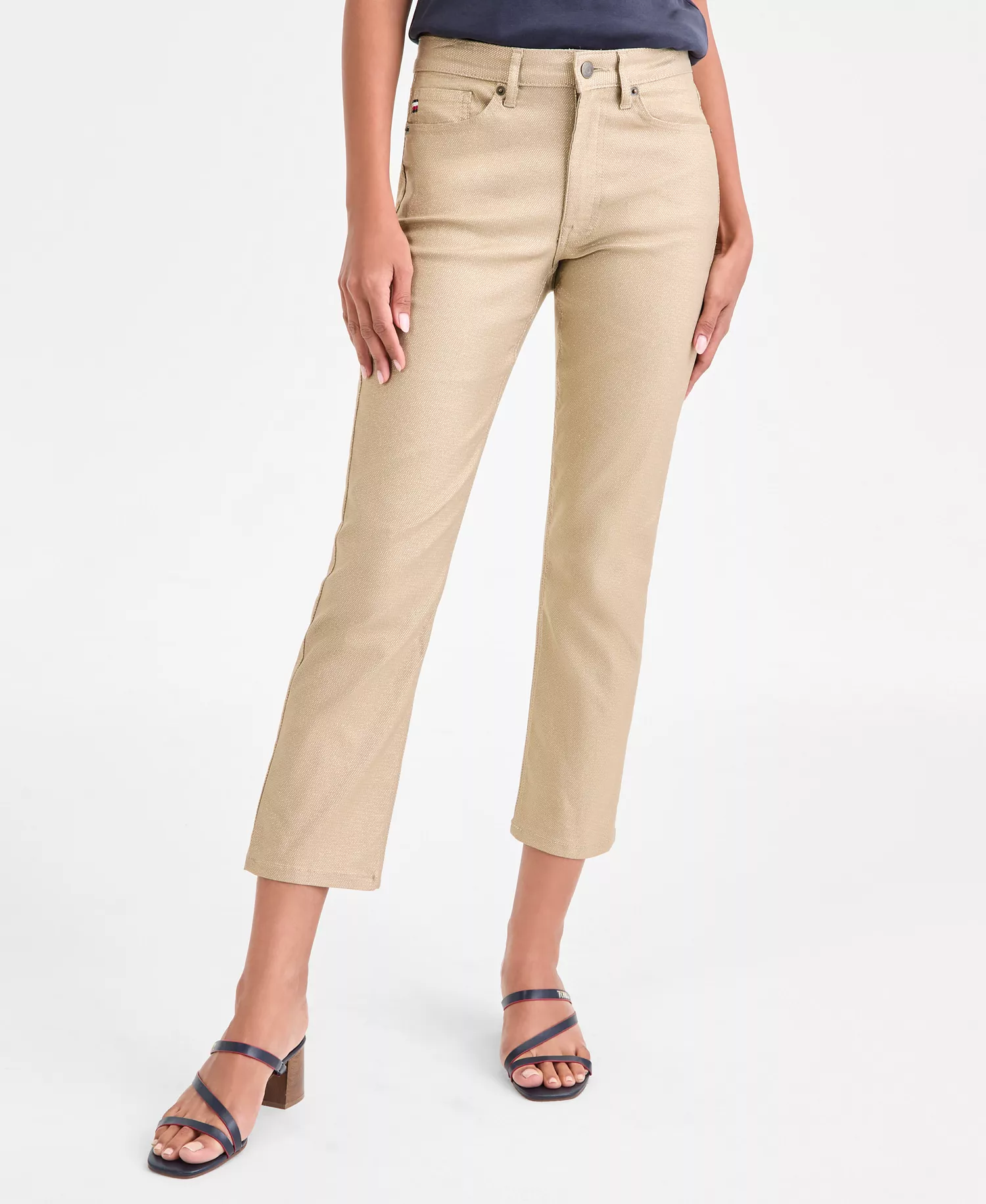 Women's Foiled Straight-Leg Jeans - Gold - 14