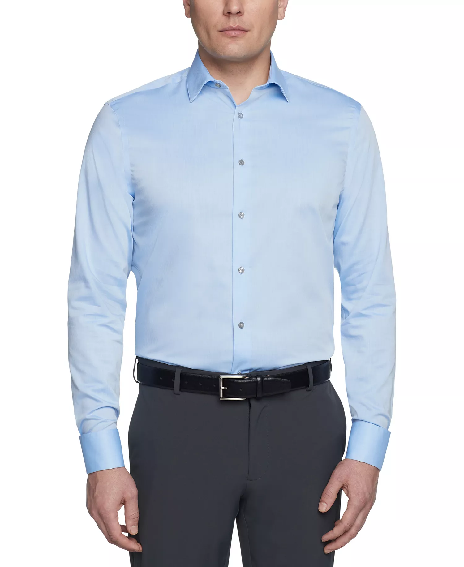 Men's Regular Fit Non-Iron Performance French Cuff Dress Shirt - Blue - 14.5 32/33