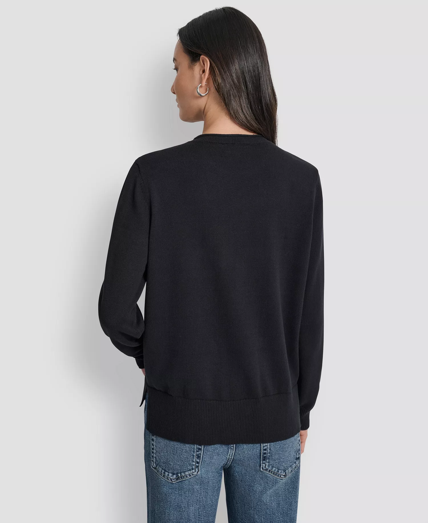Petite Embellished Logo Crewneck Sweater - Black - PM