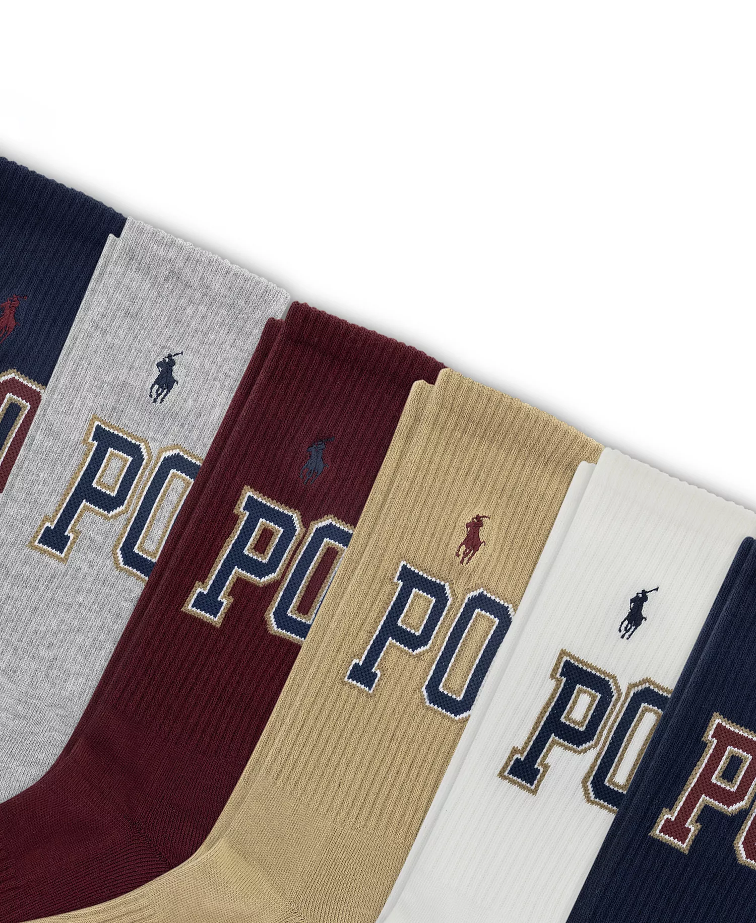 Men's 6-Pack Varsity Logo Crew Socks - Asst - 7-12