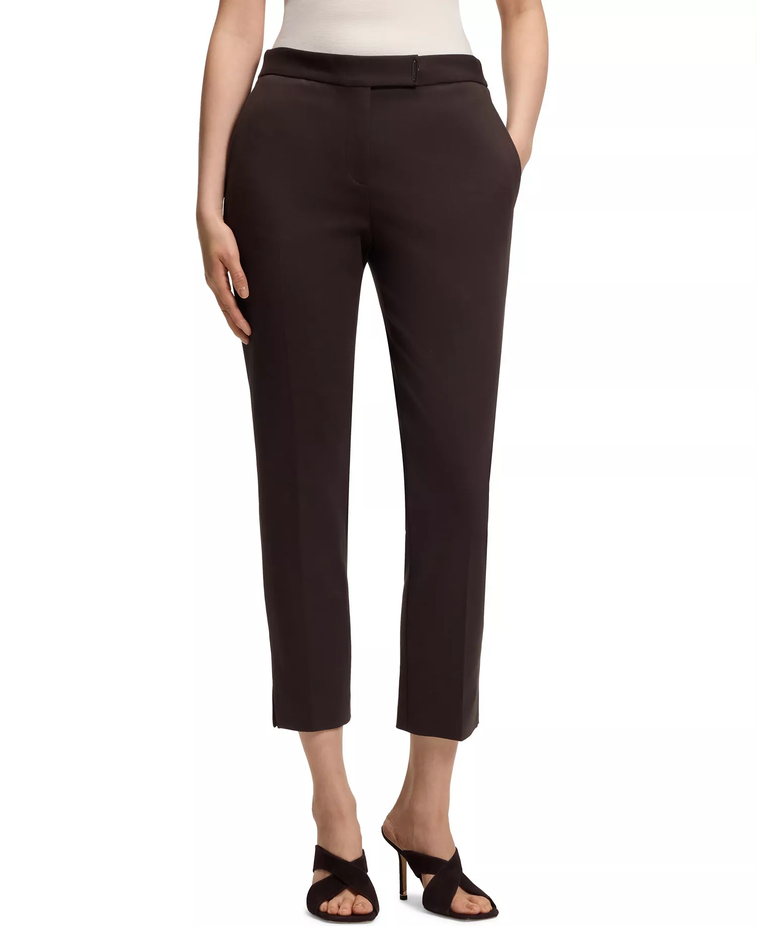 BOSS by Women's Stretch Jersey Slim-Fit Pants - Dark Brown - 0