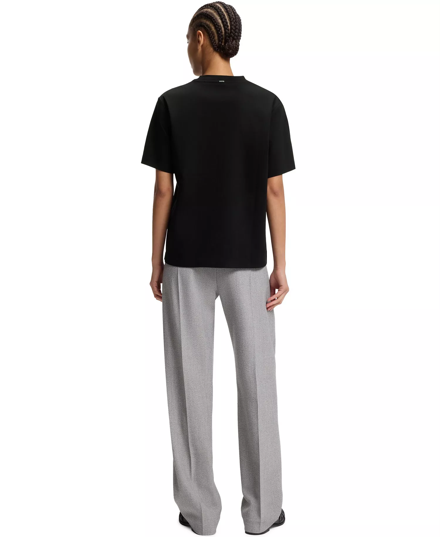 BOSS by Women's Mercerized Cotton Relaxed-Fit T-Shirt - Black - L