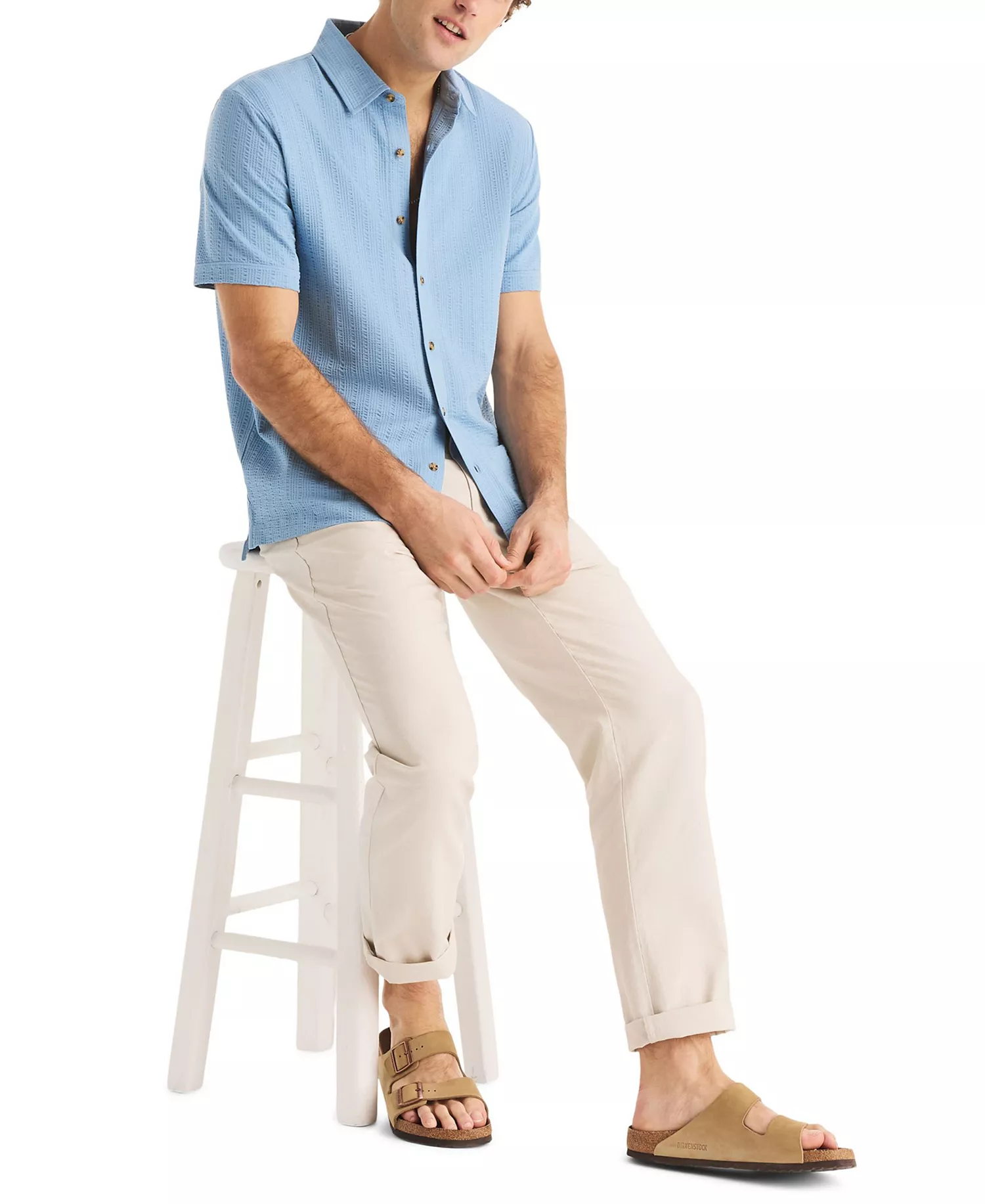 Men's Seersucker Short-Sleeve Shirt - Allure - 2XL