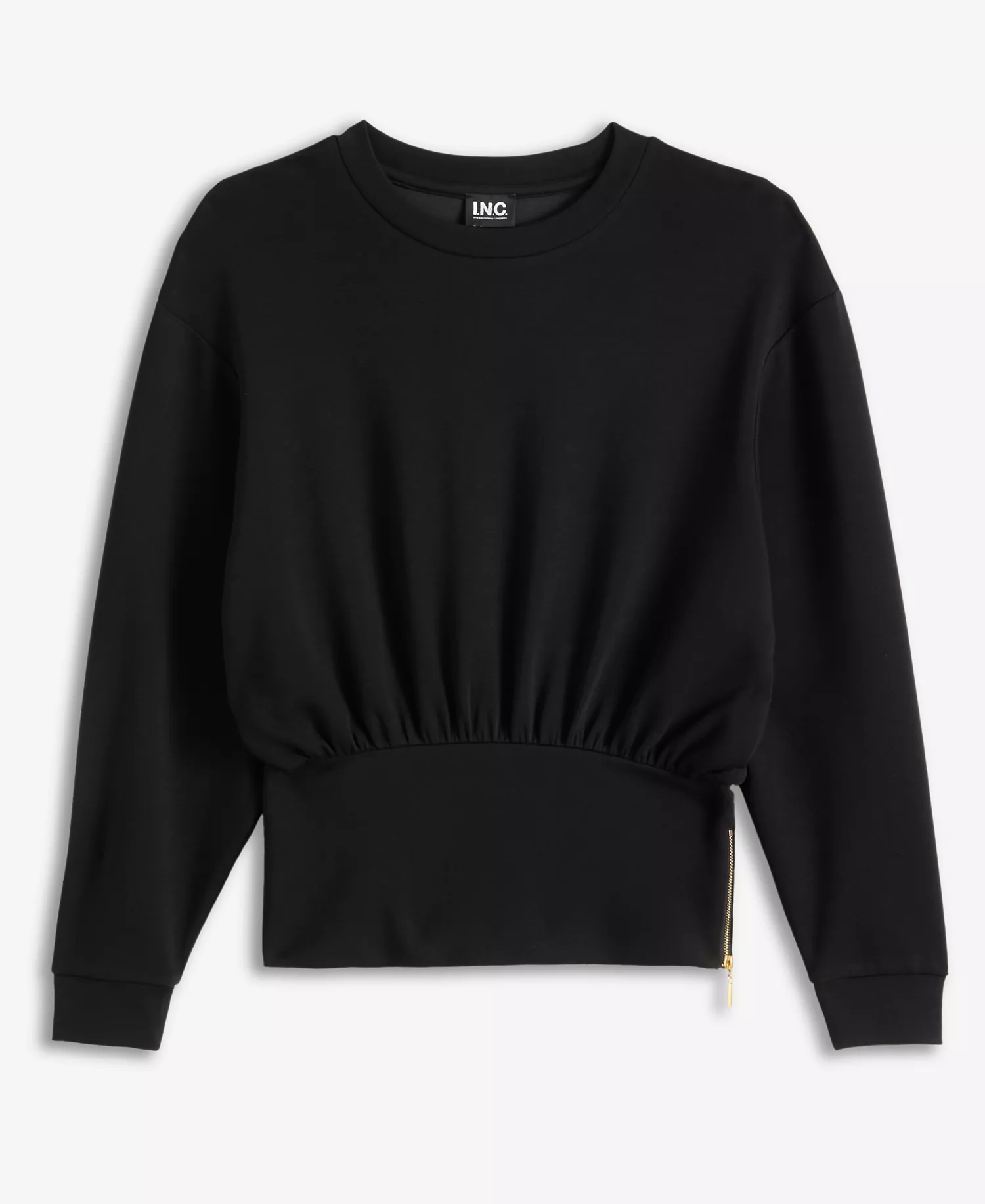 Petite Banded-Hem Sweatshirt, Macy's Exclusive - Deep Black - P/L