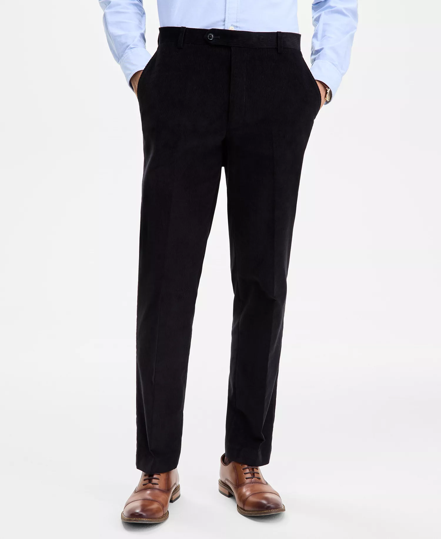 Men's Modern-Fit Solid Corduroy Pants - Black - 30 - 29