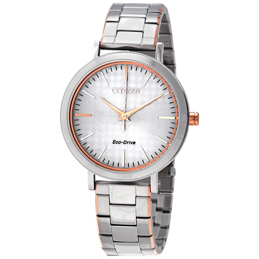 Citizen Eco-Drive Silver Dial Two-tone Ladies Watch