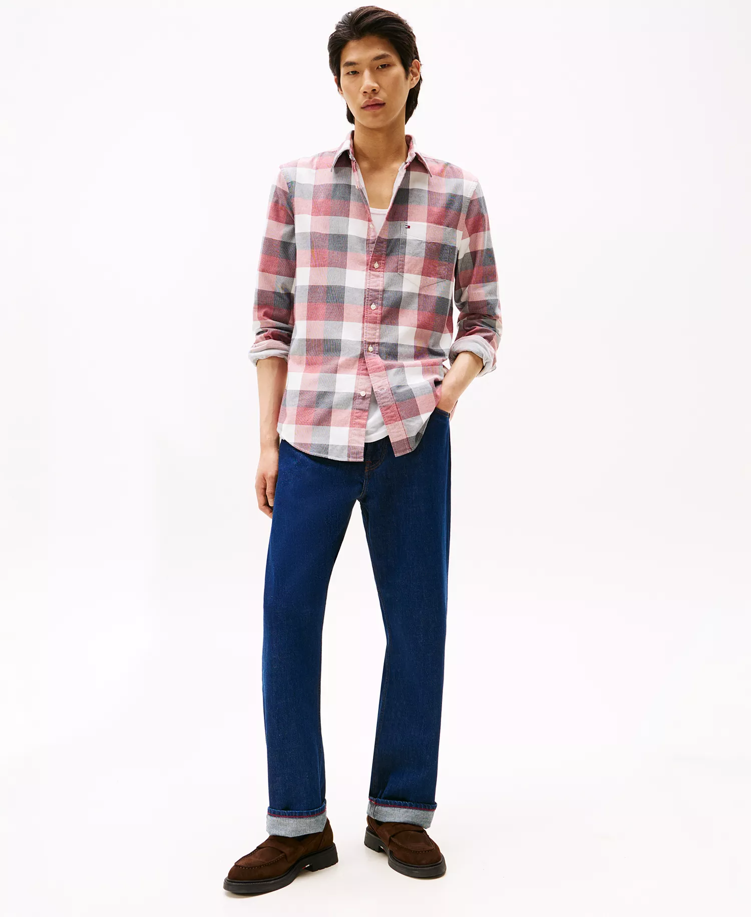 Men's Regular-Fit Corduroy Check Shirt - Regatta Red / Check - XXL