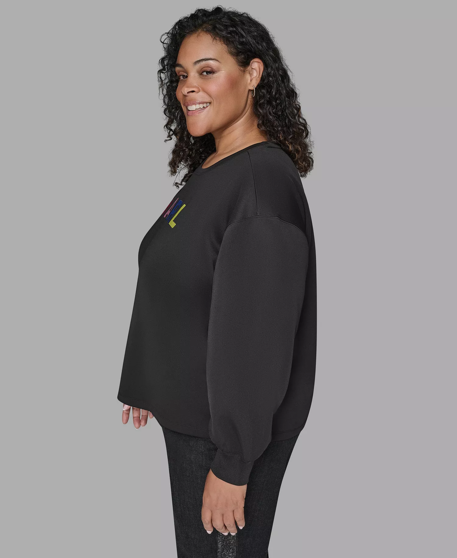 Women's Plus Size Embroidery Pull-On Top - Black - 0X