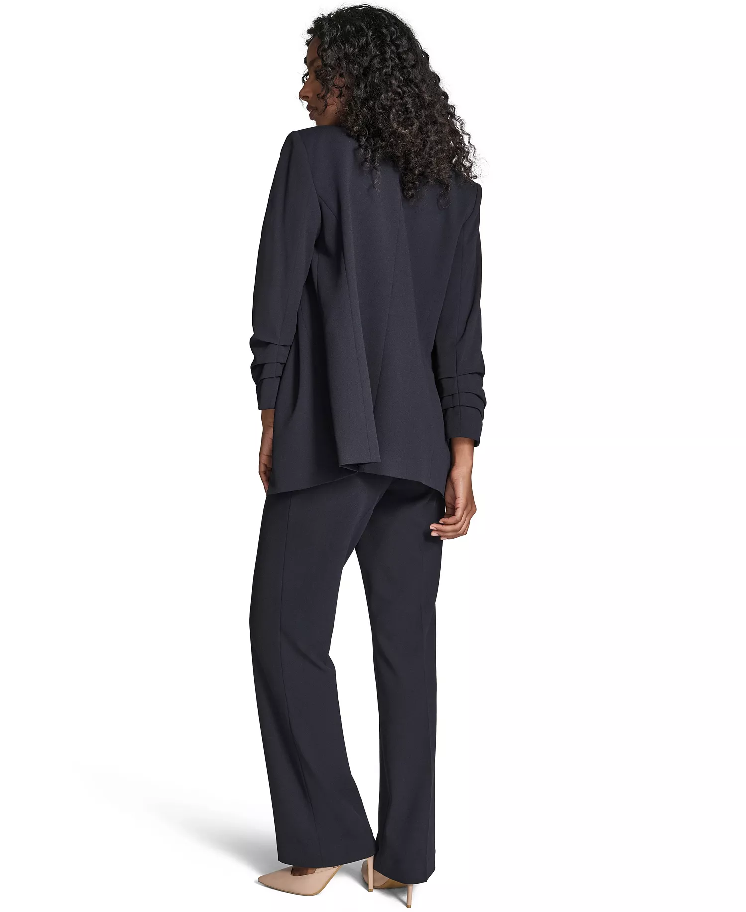 Petite Collarless Padded Jacket - Navy - 10P