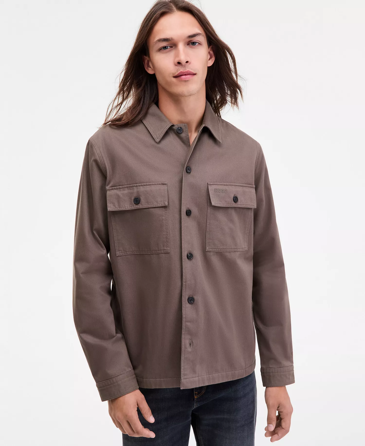 Men's Epoldo Oversized-Fit Long-Sleeve Shirt - grey - 2XL