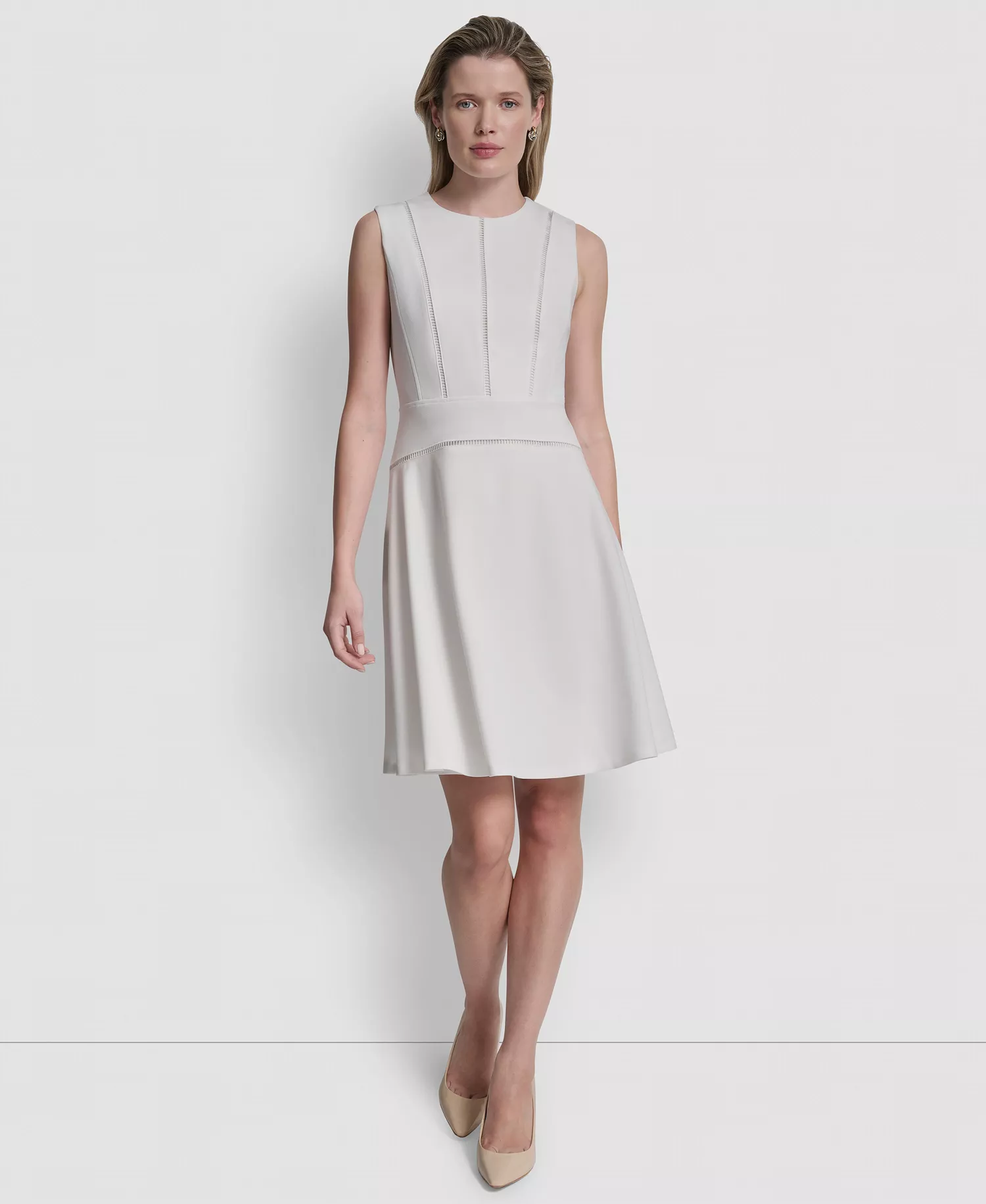 Women's Jewel Neck Sleeveless Dress - Ivory - 10
