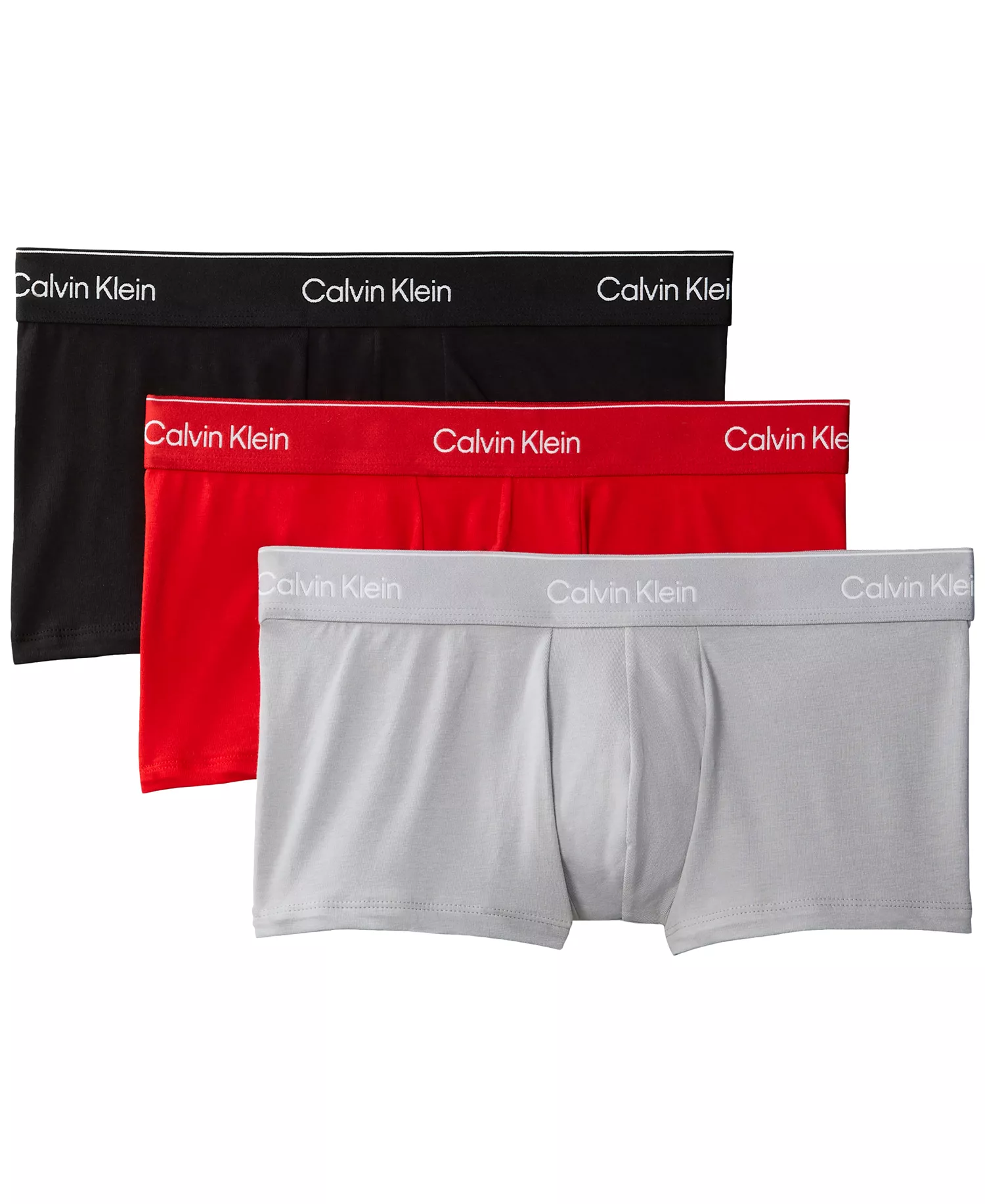 Men's Icon Low-Rise Trunks, Pack of 3 - Black/Red/Light gray - L