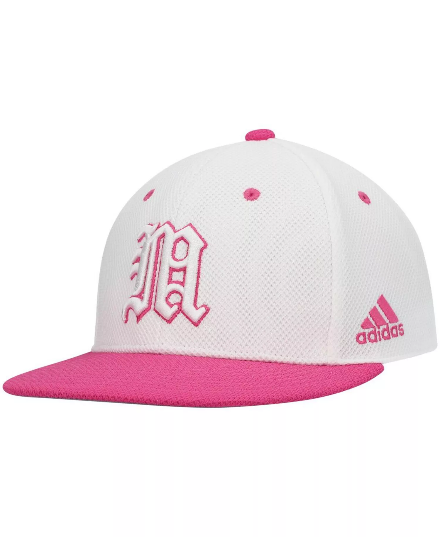 Men's White and Pink Miami Hurricanes On-Field Baseball Fitted Hat - White, Pink - 7 3/4