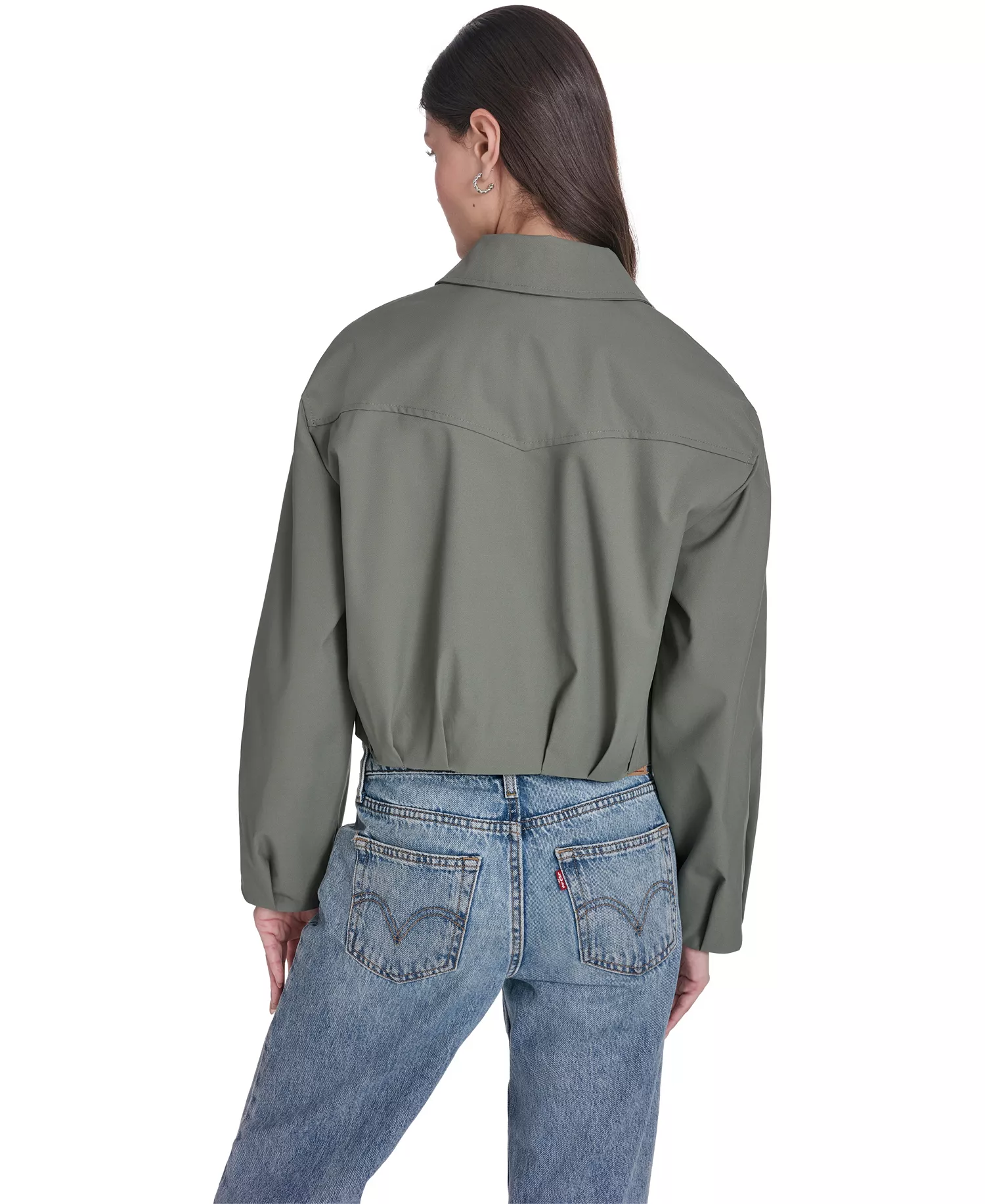 Women's Bubble Hem Bomber Jacket - Sage - L