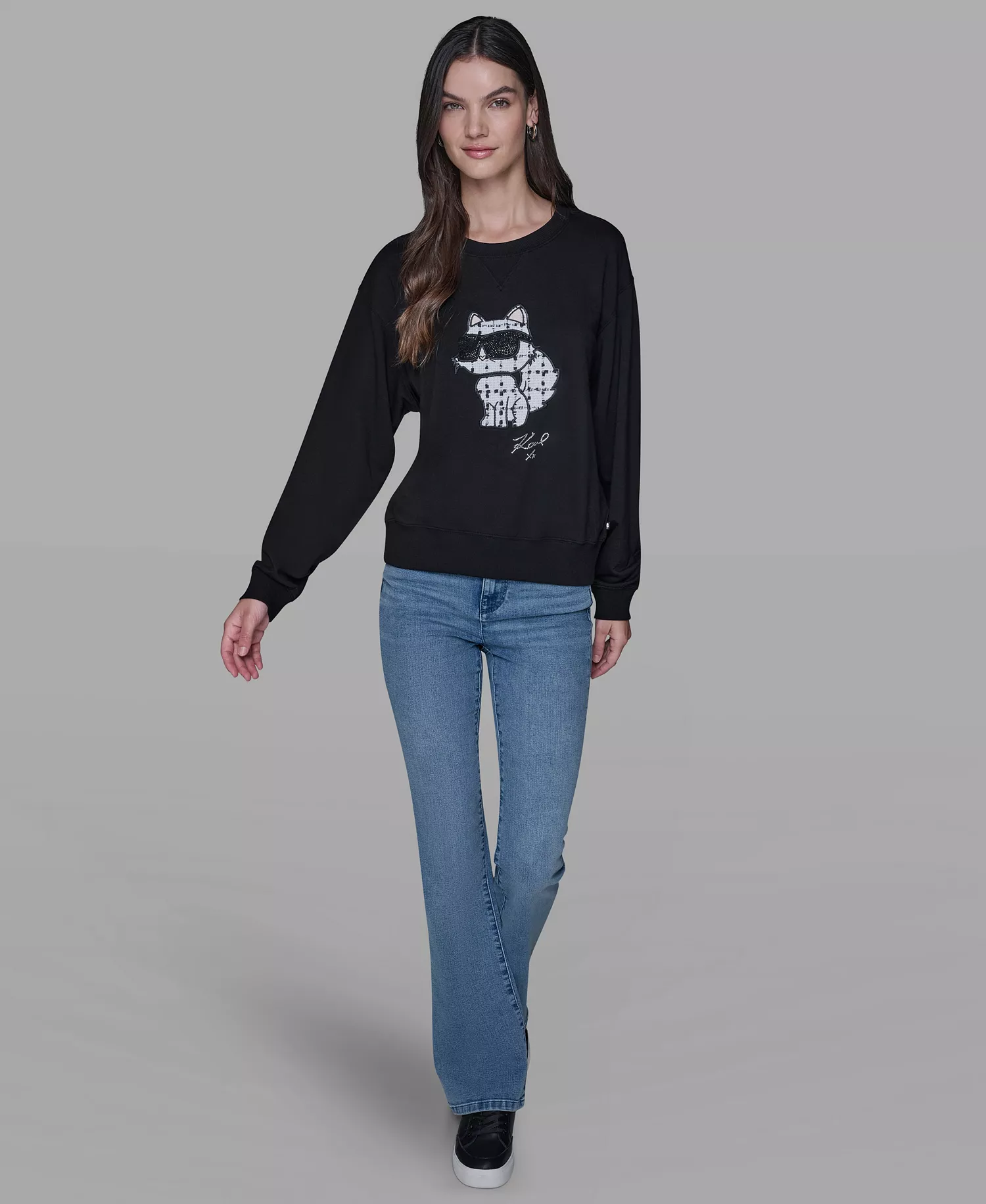 Women's Emoji Choupette Detail Sweater - Black - L