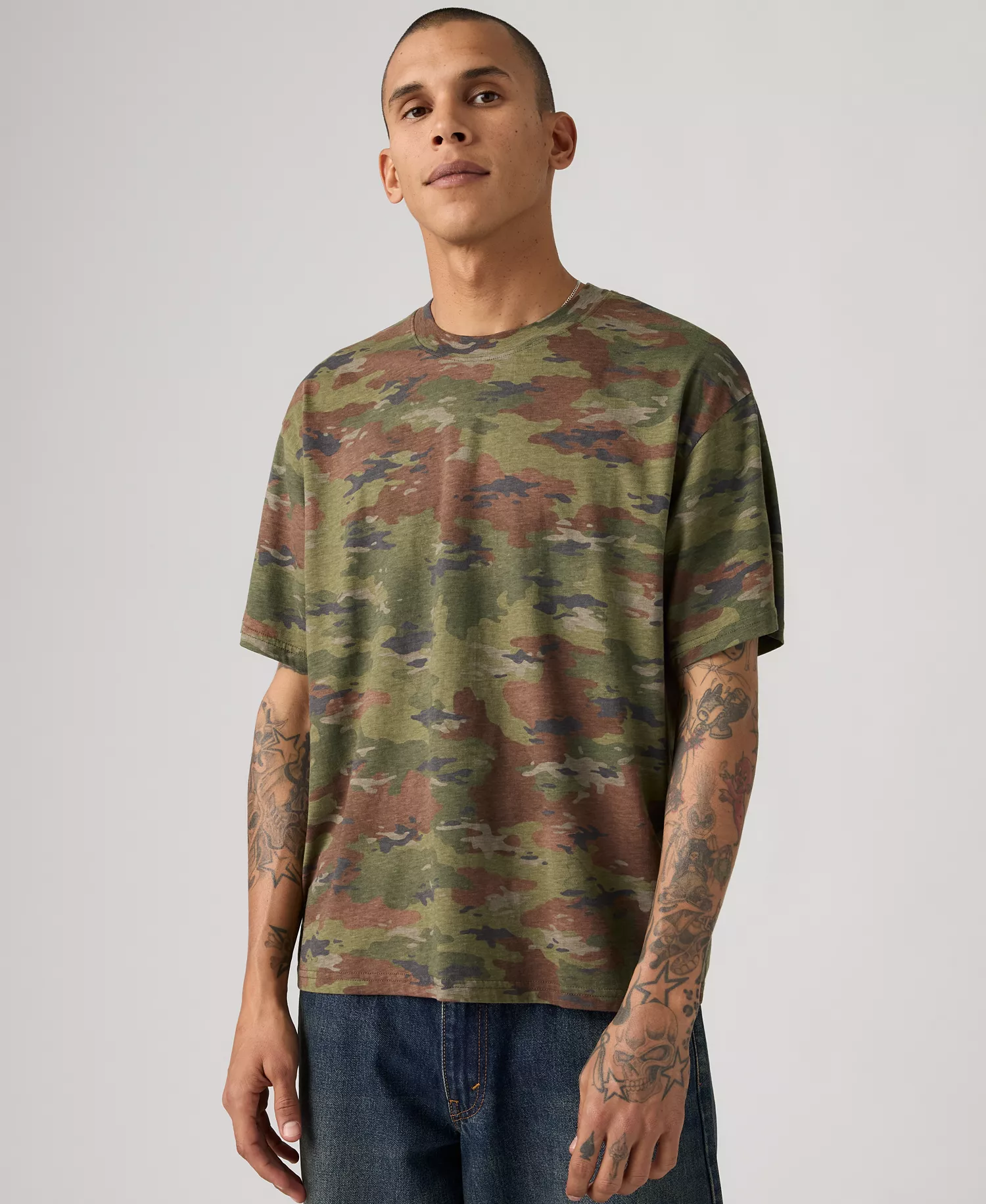 Men's Classic Cropped Boxy Short-Sleeve T-Shirt - Camo - 2XL