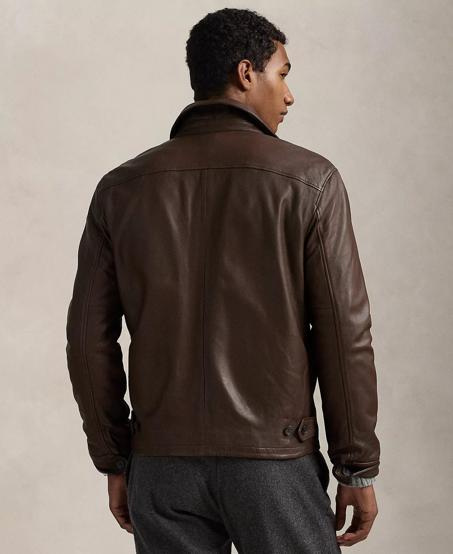 Men's Leather Jacket - Bison Brown - 2XL