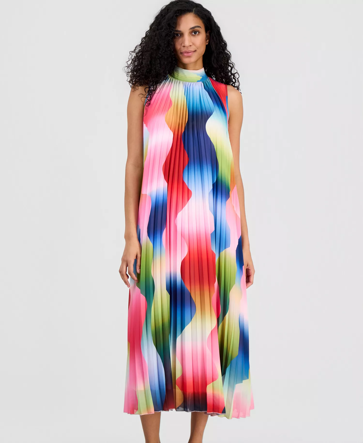 Women's Pleated Chiffon Dress - Daydream Haze - L