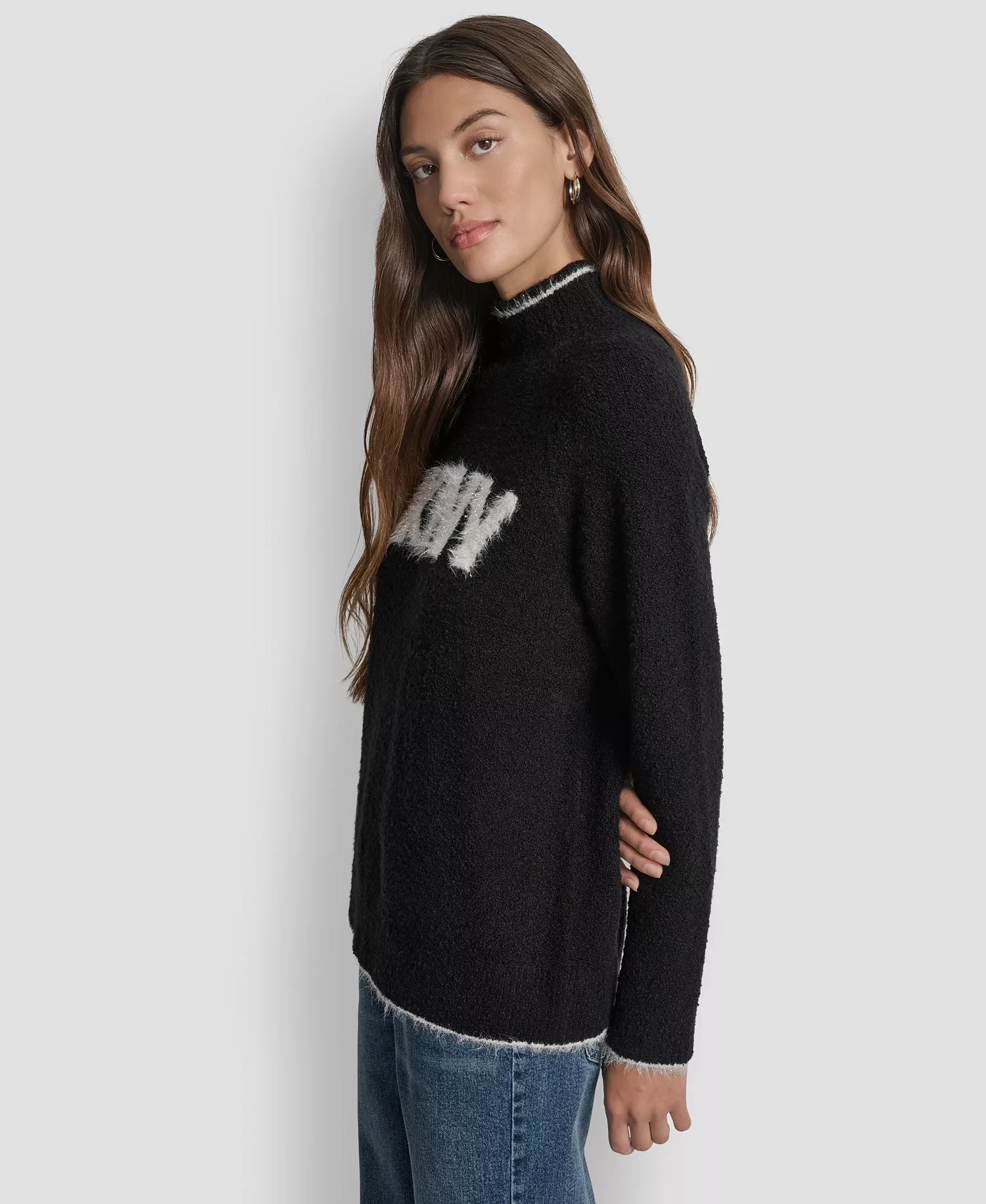 Women's Tinsel Logo Detail Sweater - Black/Gold - XS